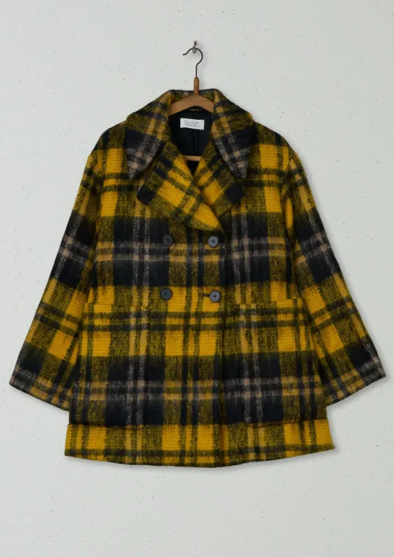 Reworn Mohair Check Peacoat Size 6 (043) | Multi sold by TOAST