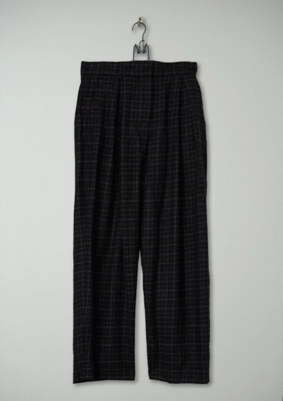 Reworn Grid Check Wool Trousers Size 8 (415) | Multi made by TOAST