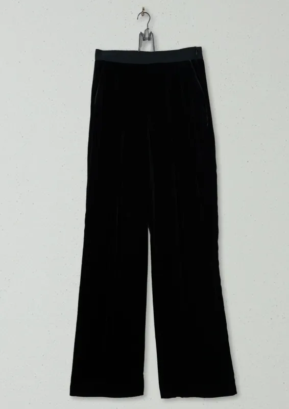Reworn Silk Velvet Trousers Size 8 (416) | Black sold by TOAST