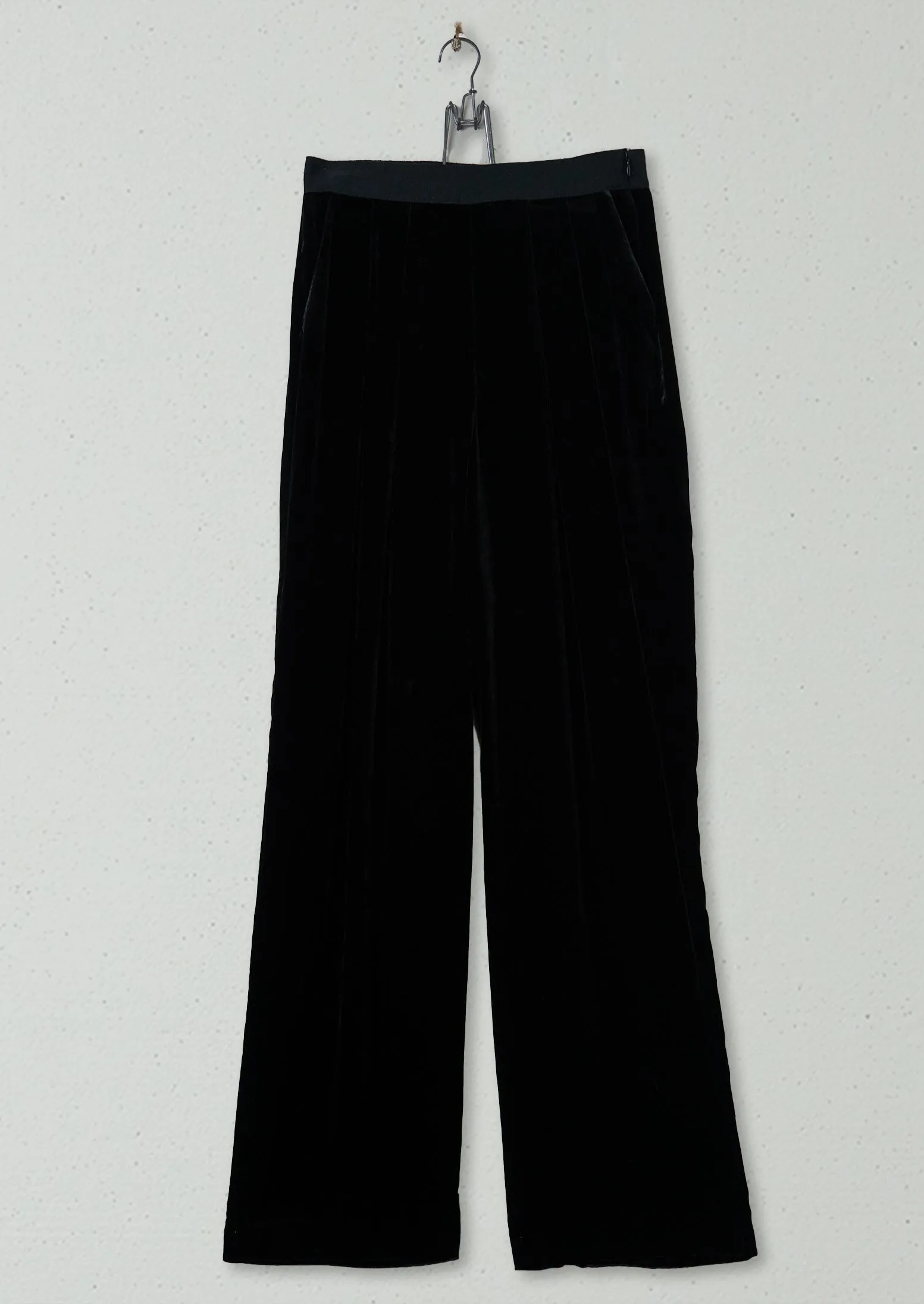 Reworn Silk Velvet Trousers Size 8 (416) | Black sold by TOAST