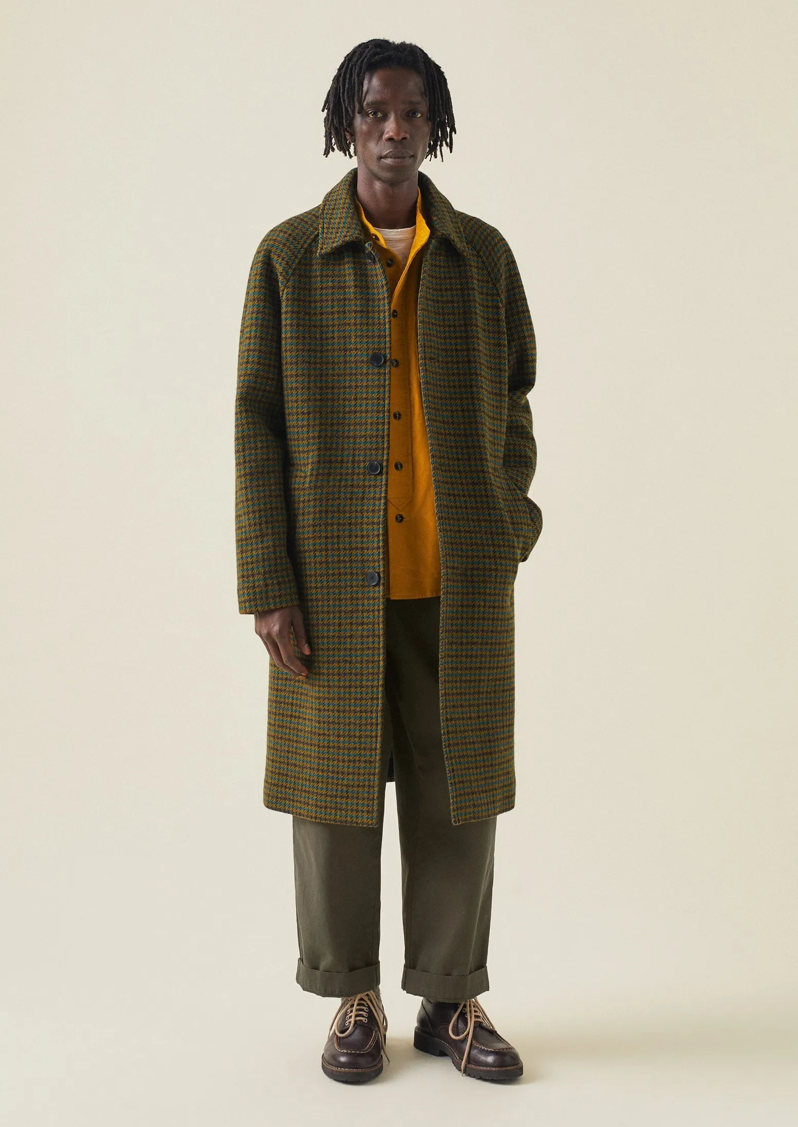 Houndstooth Wool Raglan Coat | Mustard/Multi sold by TOAST product image thumbnail 4
