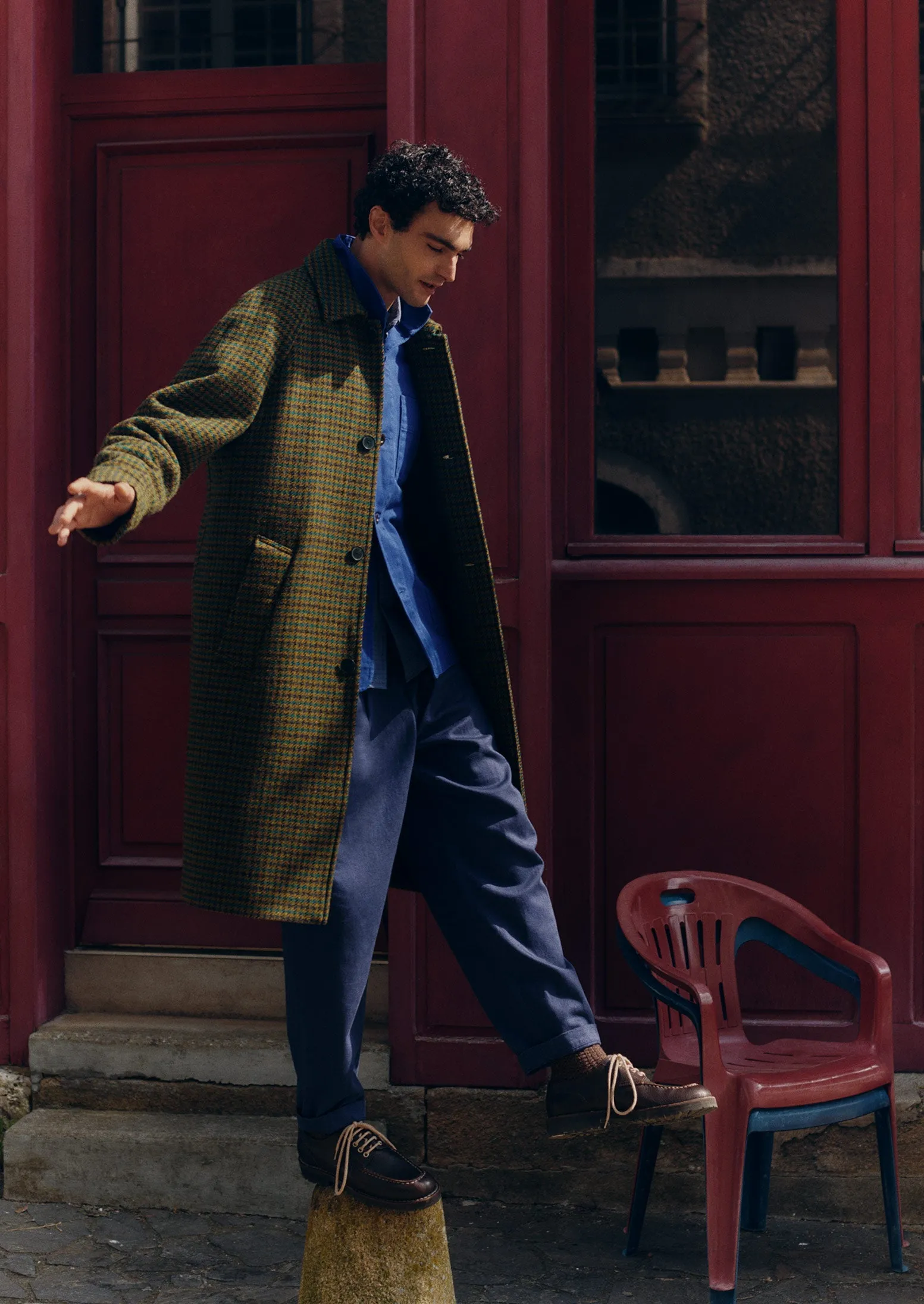 Houndstooth Wool Raglan Coat | Mustard/Multi sold by TOAST product image thumbnail 2