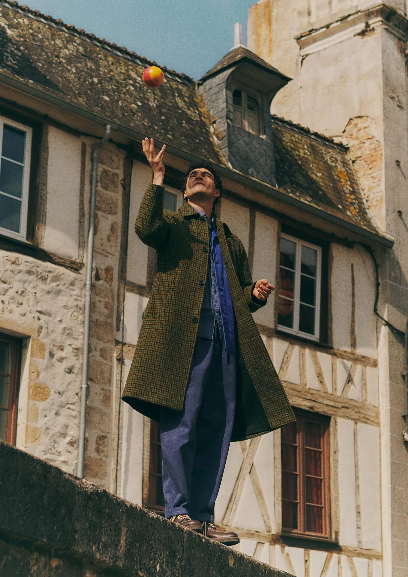 Houndstooth Wool Raglan Coat | Mustard/Multi sold by TOAST product image thumbnail 3