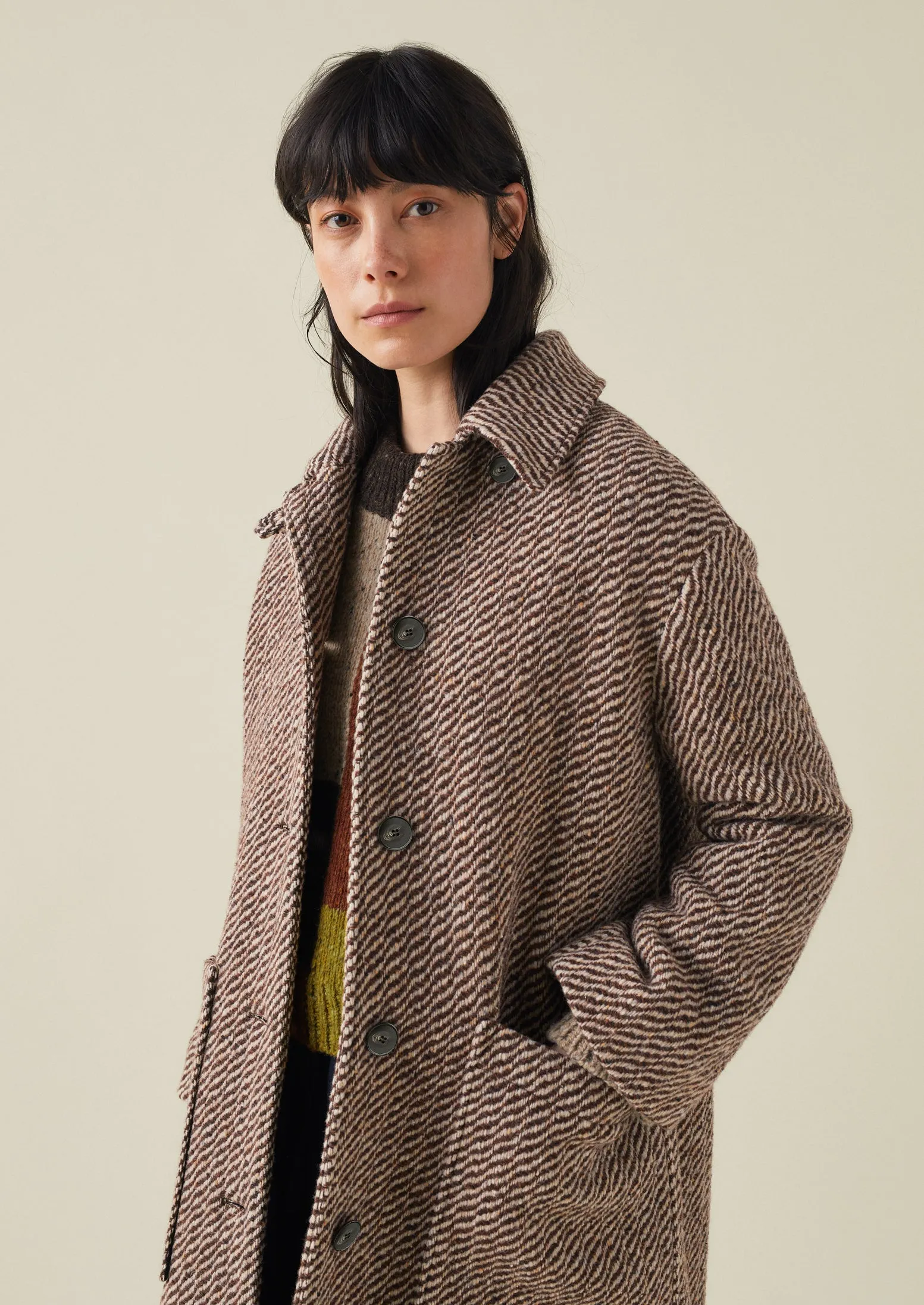 Patch Pocket Twill Coat | Brown/Ecru sold by TOAST product image thumbnail 4