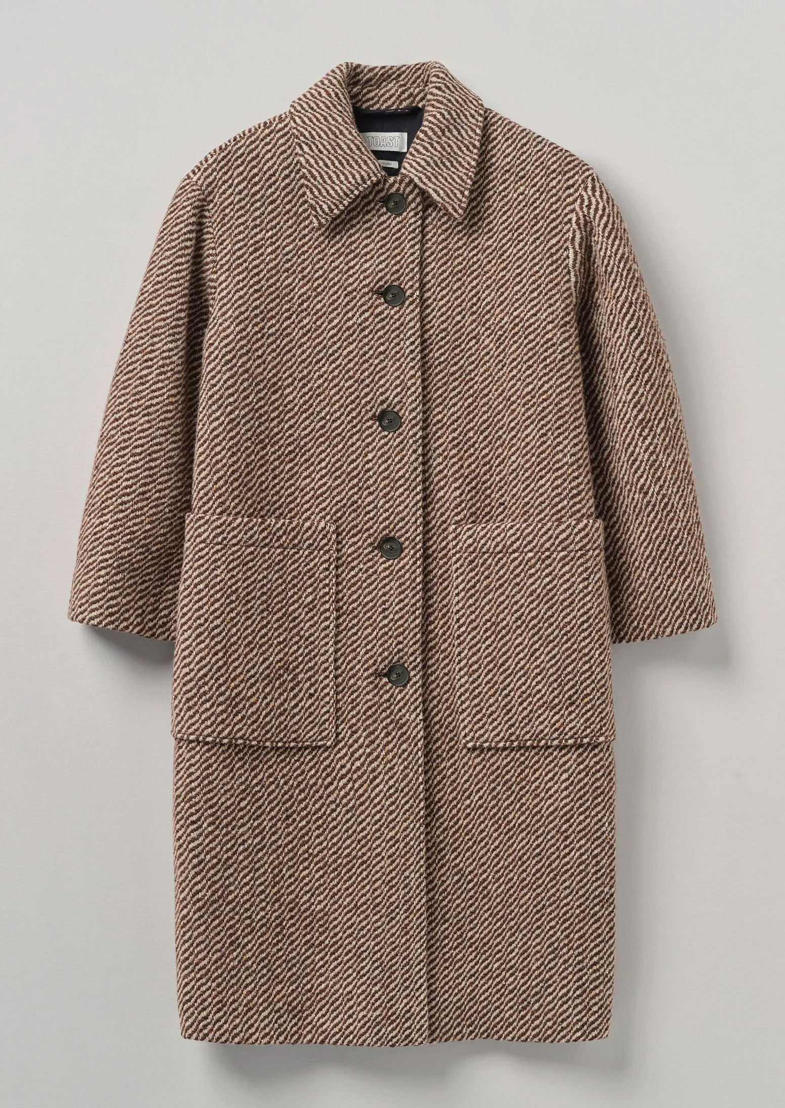 Patch Pocket Twill Coat | Brown/Ecru sold by TOAST