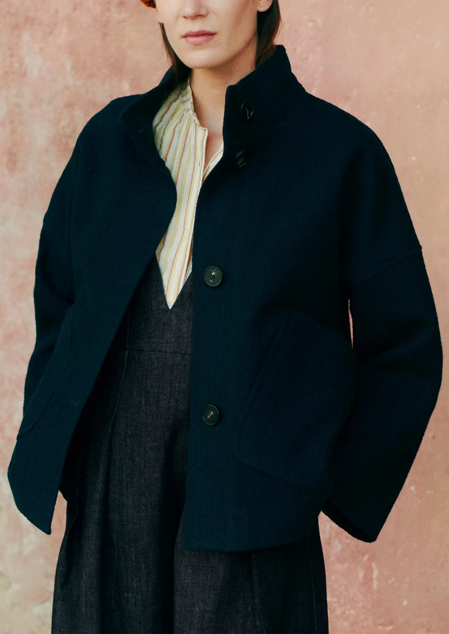 Short A Line Indigo Coat | Indigo sold by TOAST product image thumbnail 2