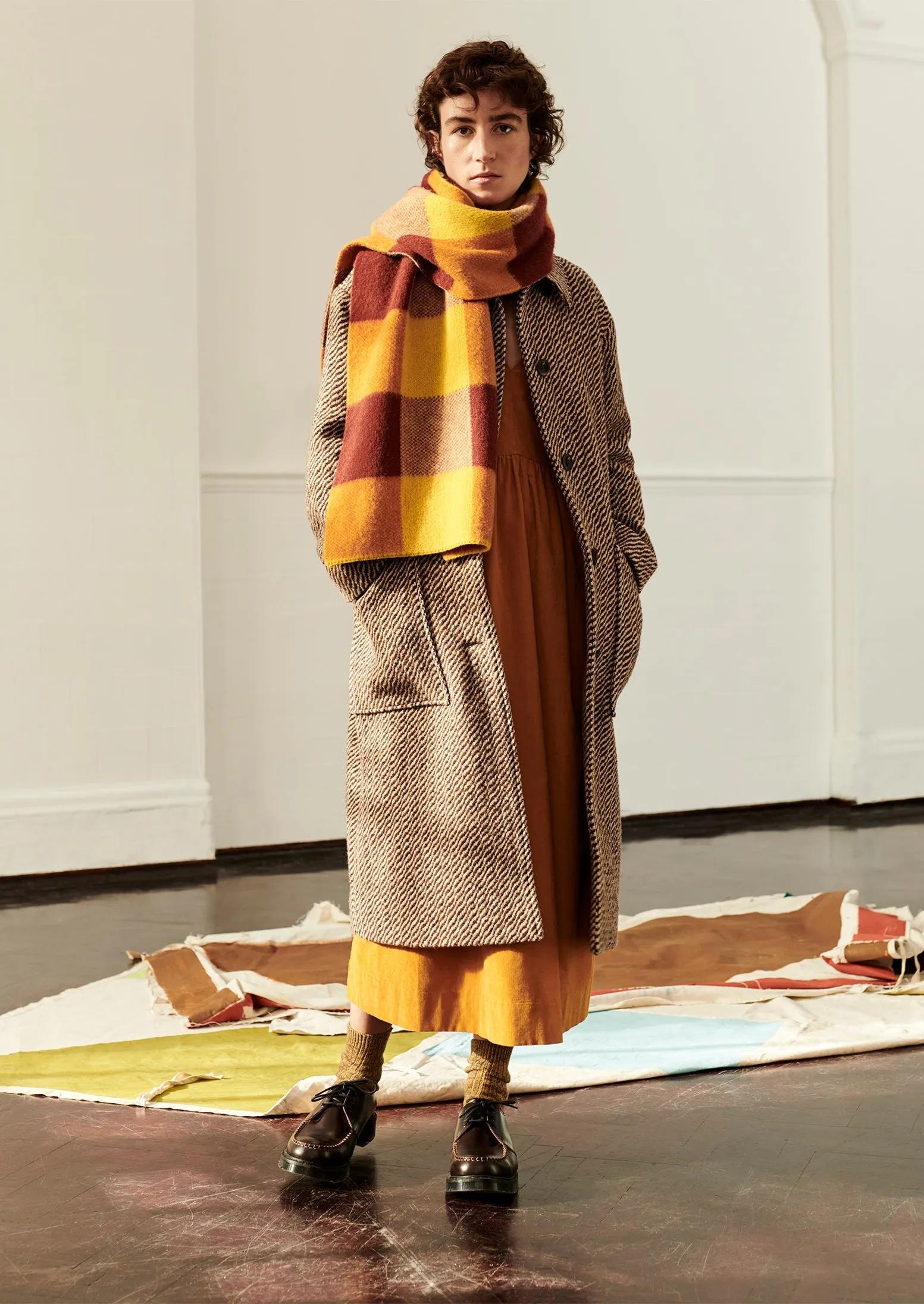 Wool Colour Block Scarf | Yellow Multi sold by TOAST product image thumbnail 2