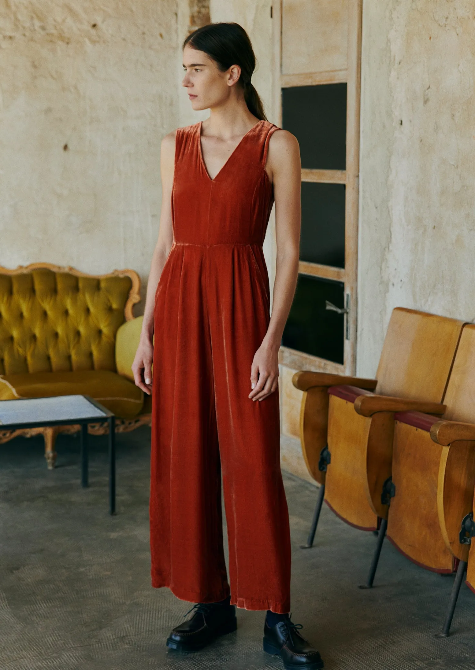 Silk Velvet Wide Leg Jumpsuit | Ballerina sold by TOAST product image thumbnail 2