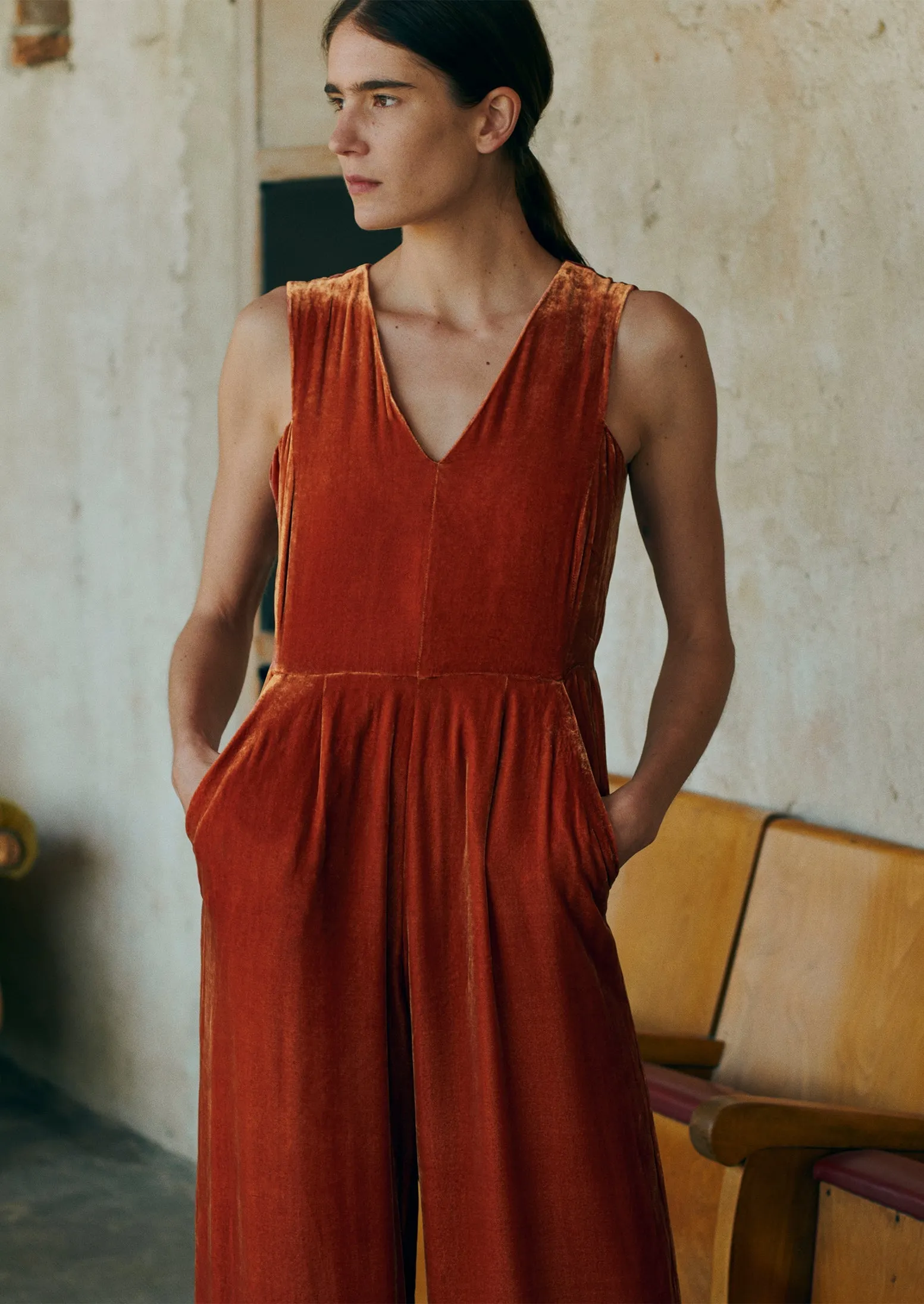 Silk Velvet Wide Leg Jumpsuit | Ballerina sold by TOAST product image thumbnail 3