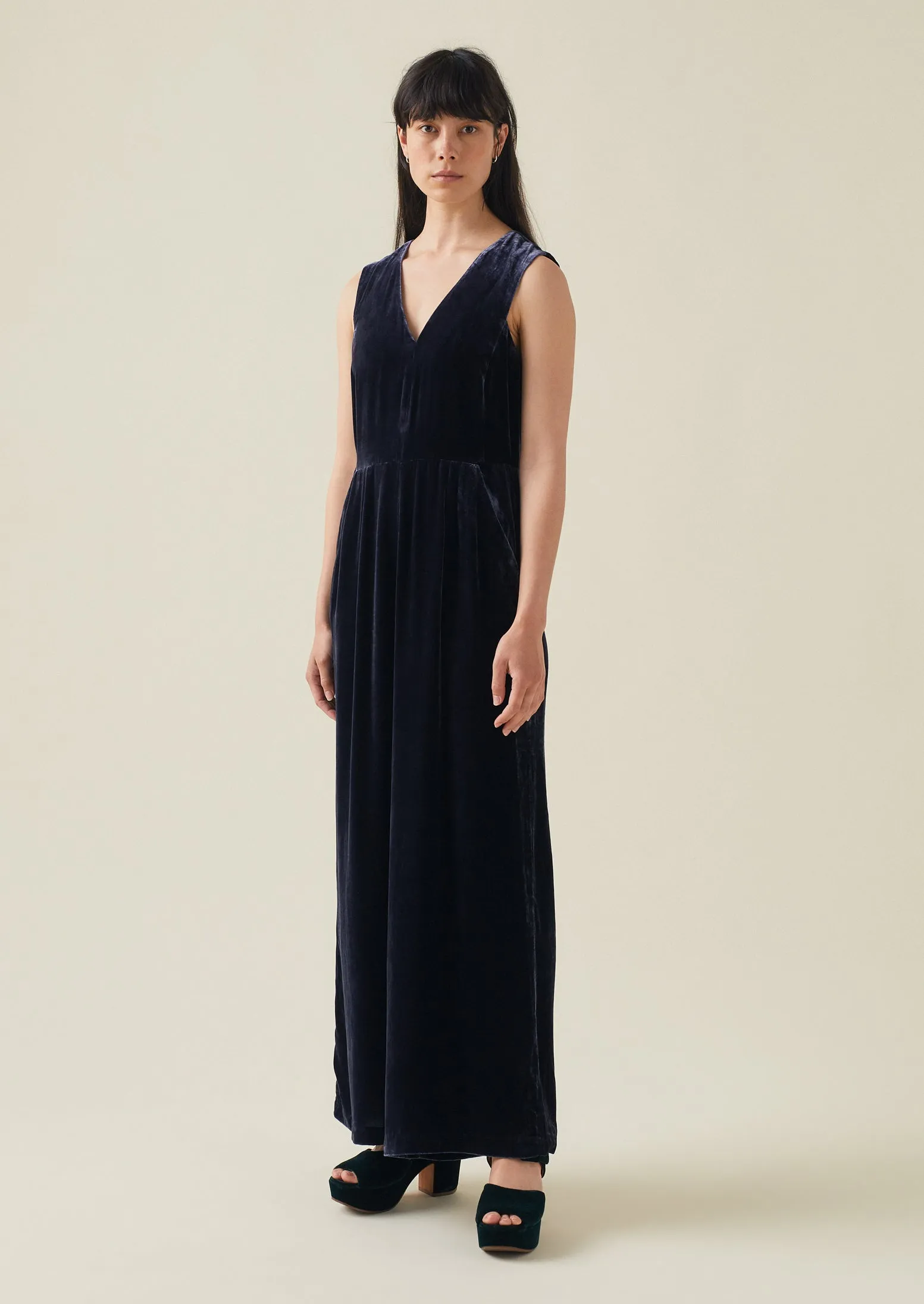 Silk Velvet Wide Leg Jumpsuit | Obsidian sold by TOAST product image thumbnail 4