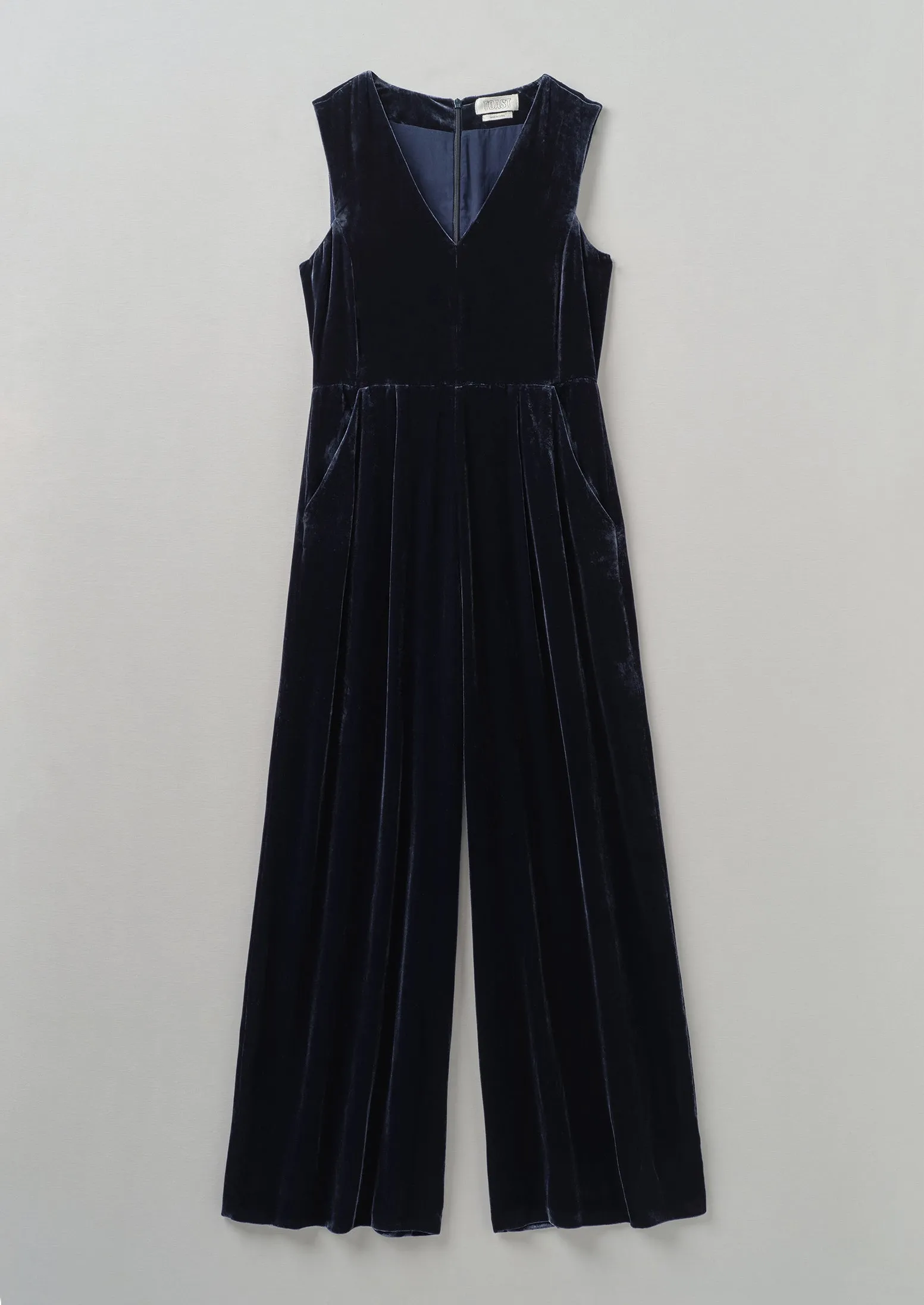 Silk Velvet Wide Leg Jumpsuit | Obsidian sold by TOAST