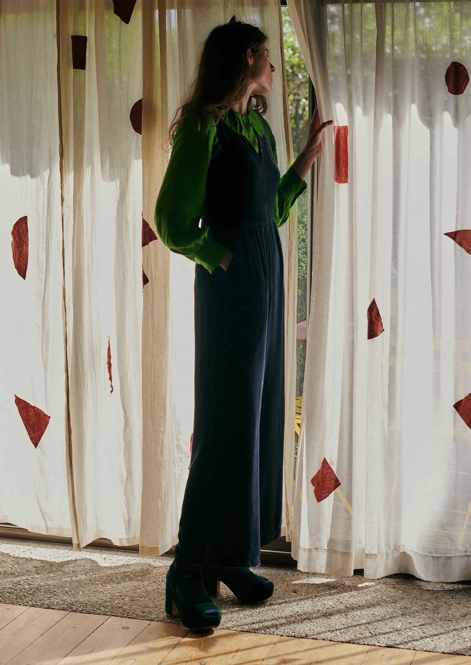 Silk Velvet Wide Leg Jumpsuit | Obsidian sold by TOAST product image thumbnail 3