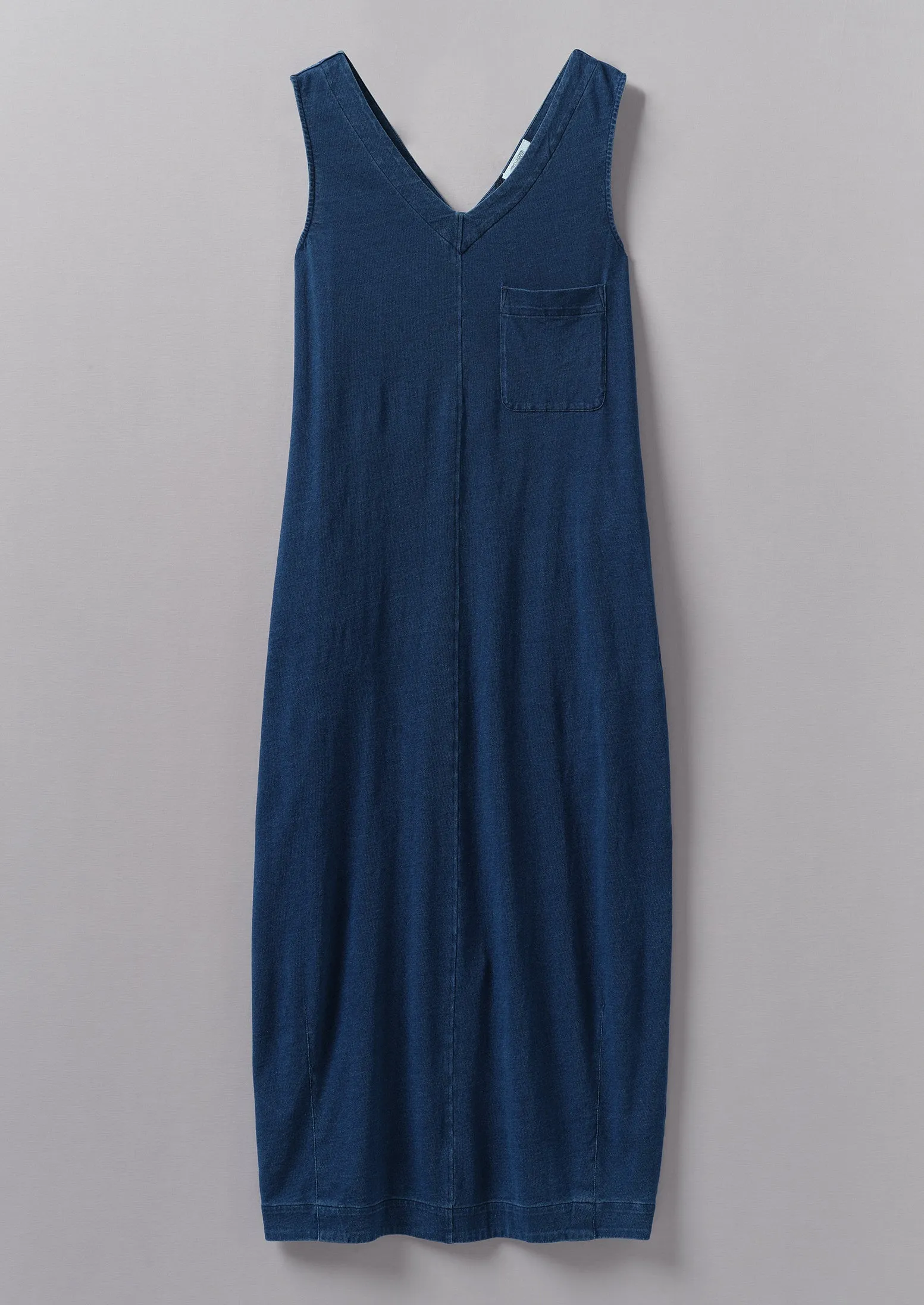 Cotton Jersey V-Neck Dress | Washed Indigo sold by TOAST