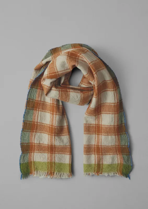 Check Boiled Wool Scarf | Rust sold by TOAST