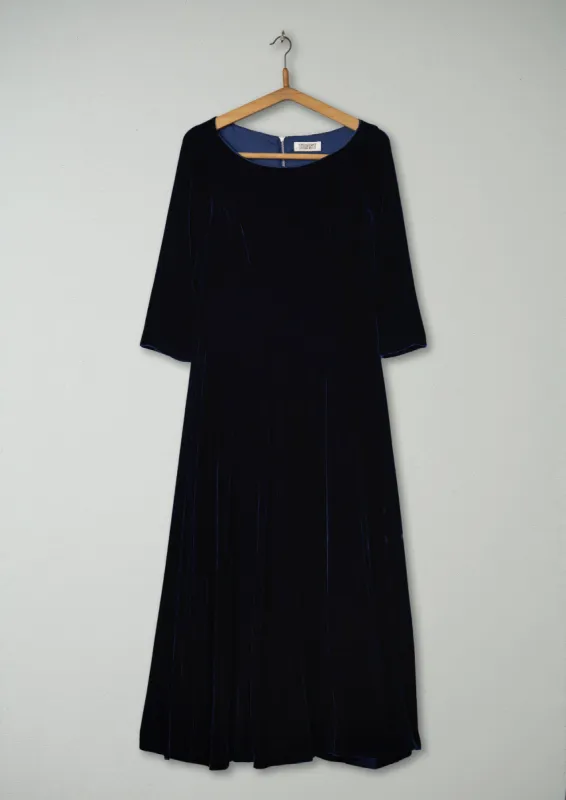 Reworn Silk Velvet Dress Size 8 (615) | Blue sold by TOAST