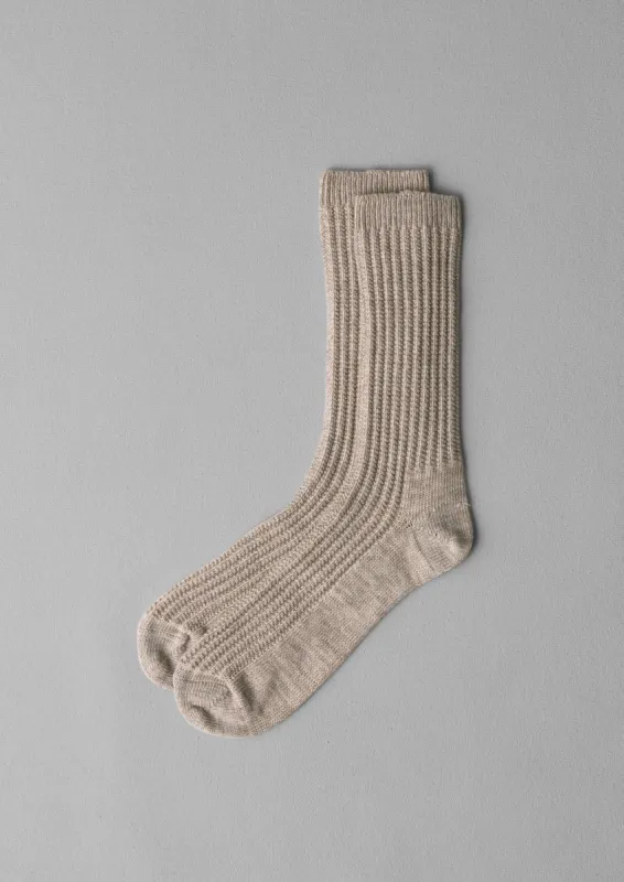 Textured Cotton Rib Socks | Stone Marl sold by TOAST