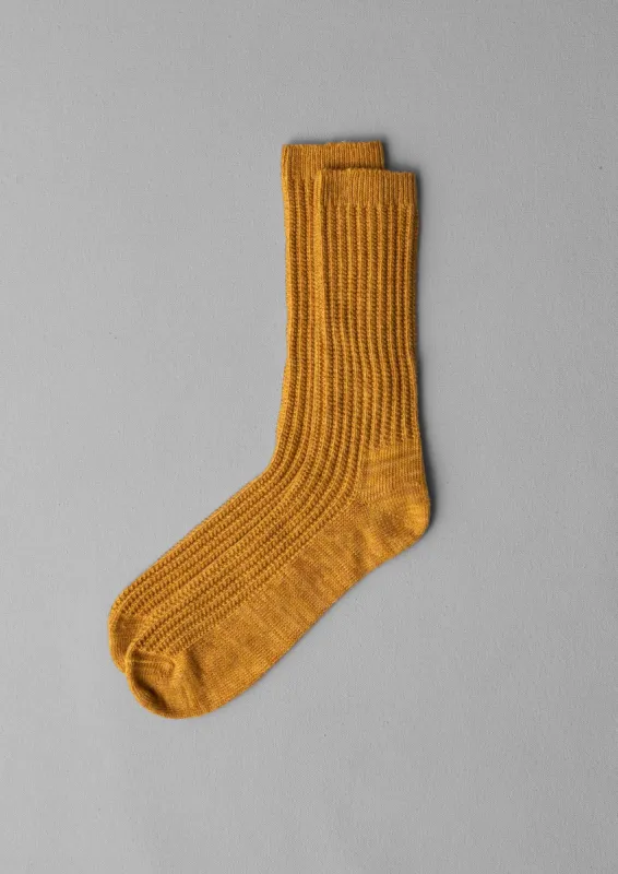 Textured Cotton Rib Socks | Mustard sold by TOAST