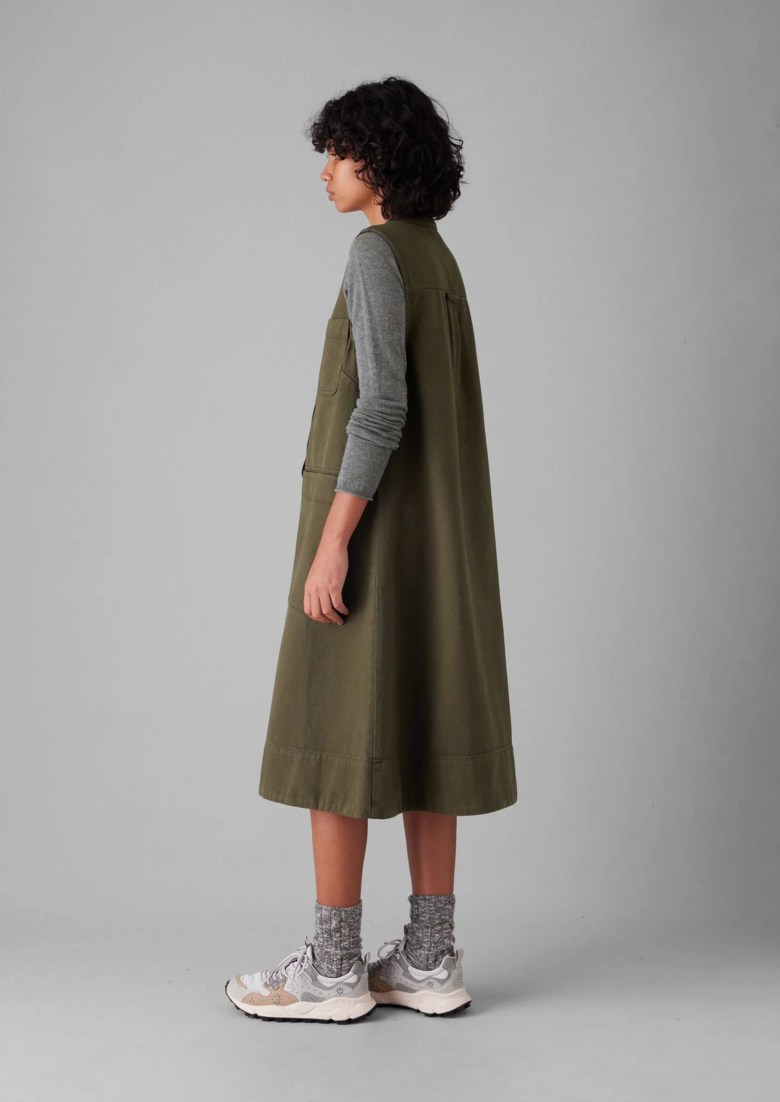 Garment Dyed Sleeveless Tunic Dress | Sap Green sold by TOAST product image thumbnail 3
