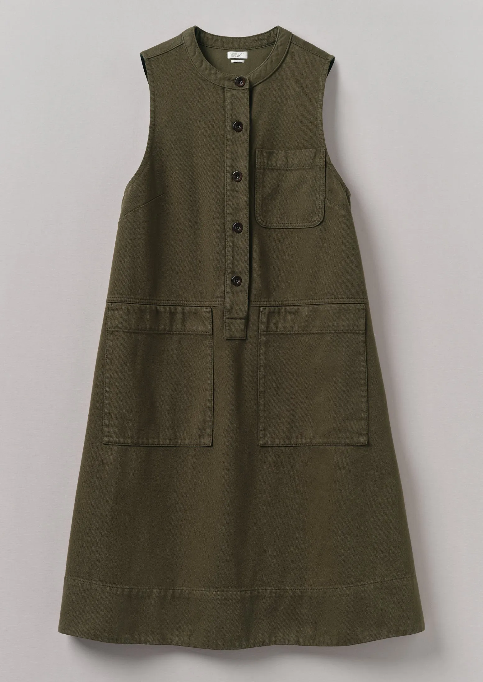Garment Dyed Sleeveless Tunic Dress | Sap Green sold by TOAST