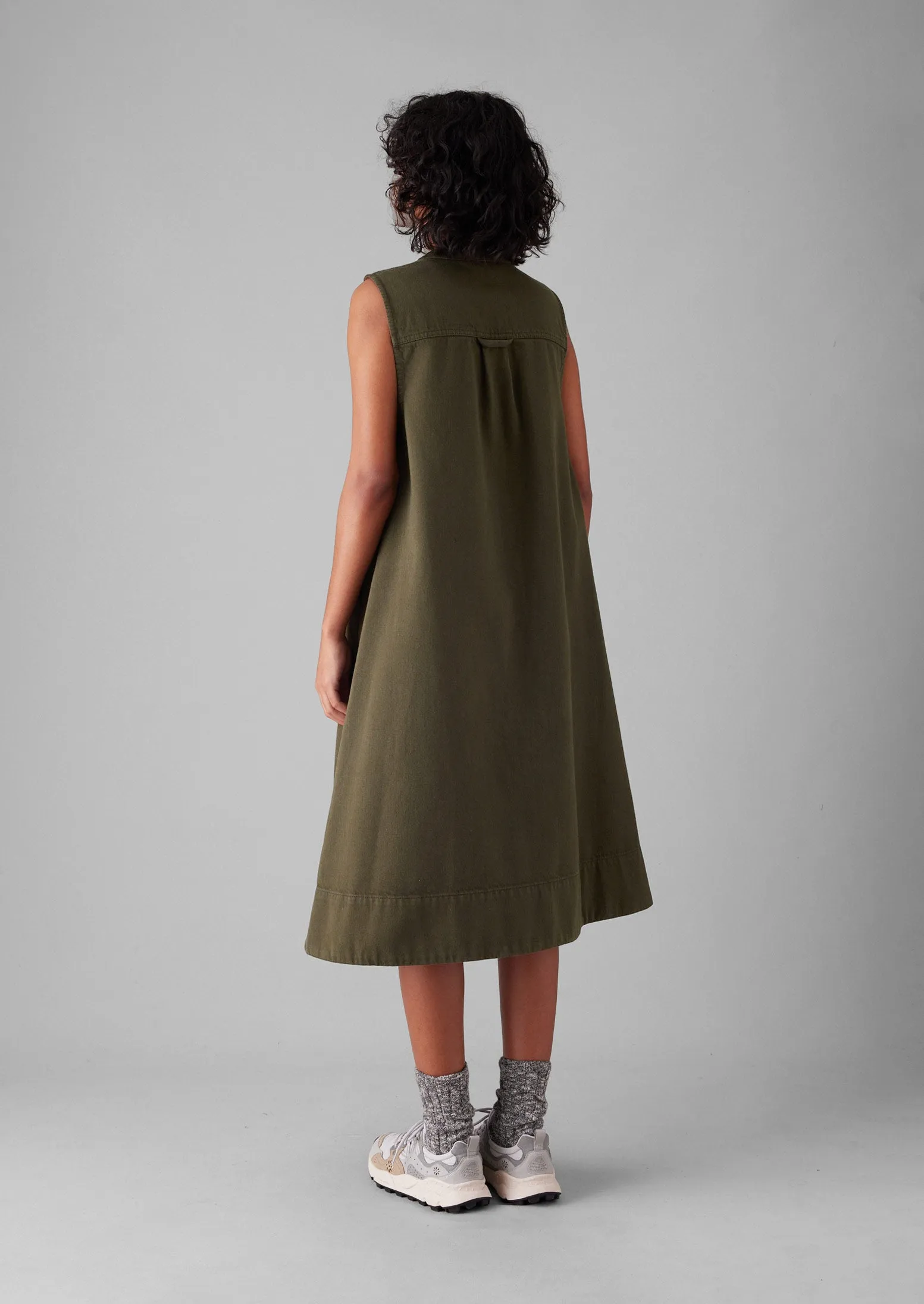 Garment Dyed Sleeveless Tunic Dress | Sap Green sold by TOAST product image thumbnail 5
