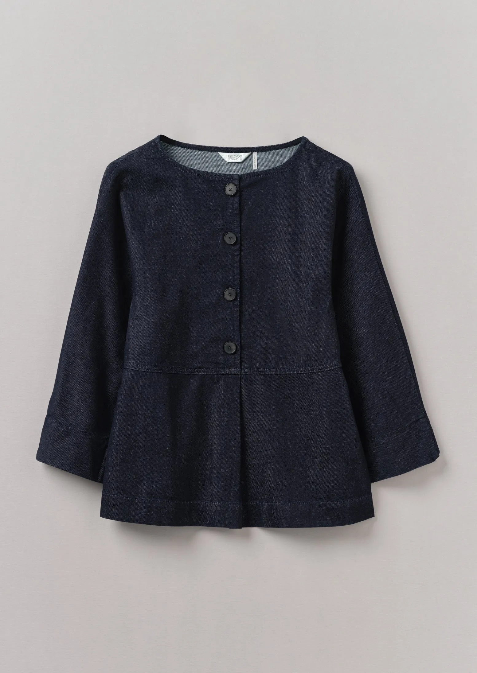 Half Placket Cotton Denim Smock | Indigo sold by TOAST