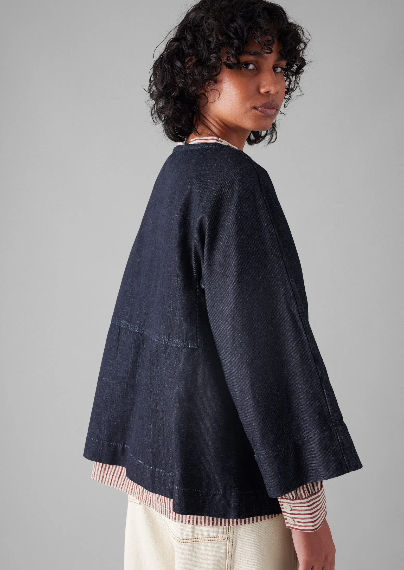 Half Placket Cotton Denim Smock | Indigo sold by TOAST product image thumbnail 2