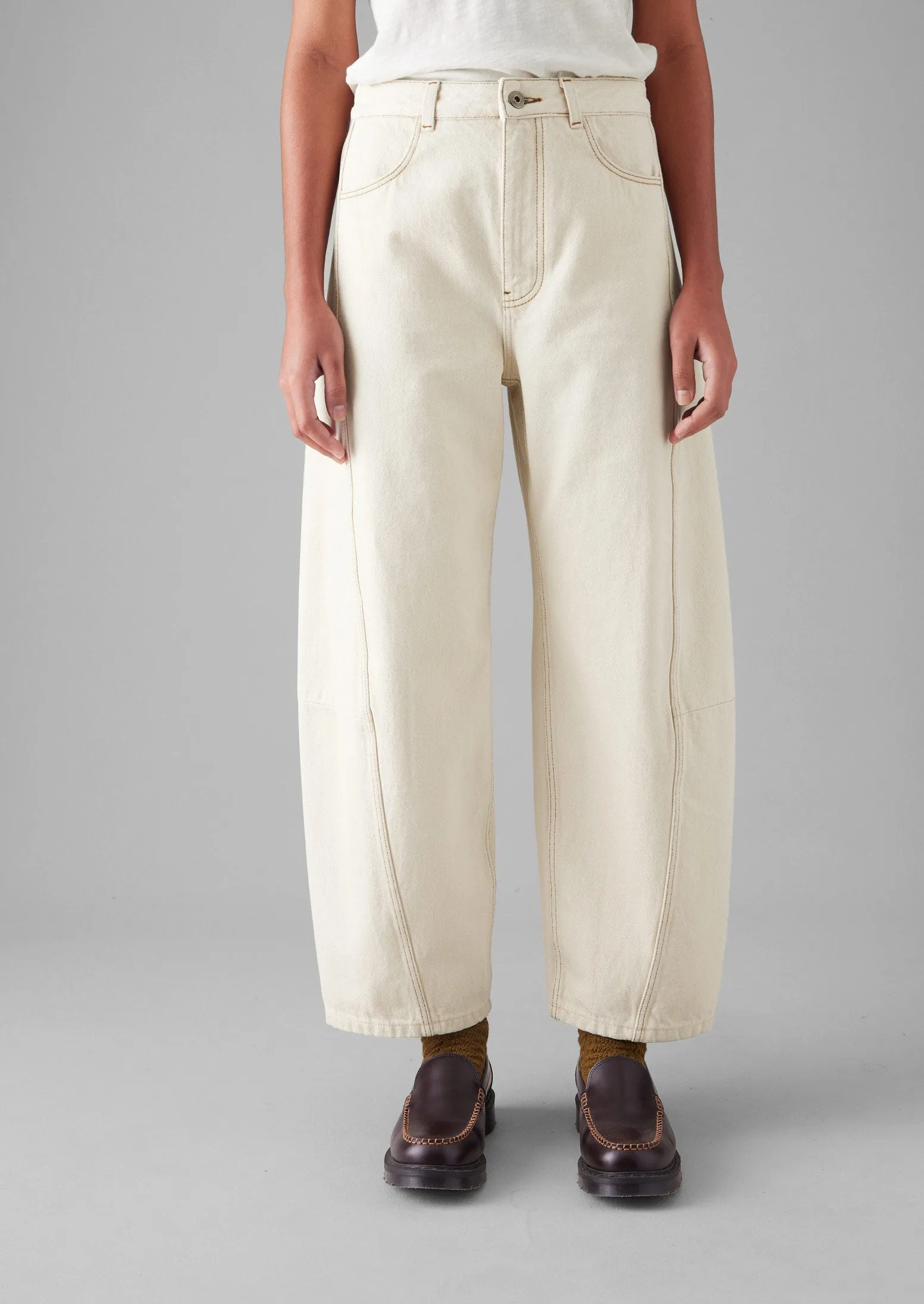 Sculptural Seamed Ecru Denim Trousers | Ecru sold by TOAST product image thumbnail 5