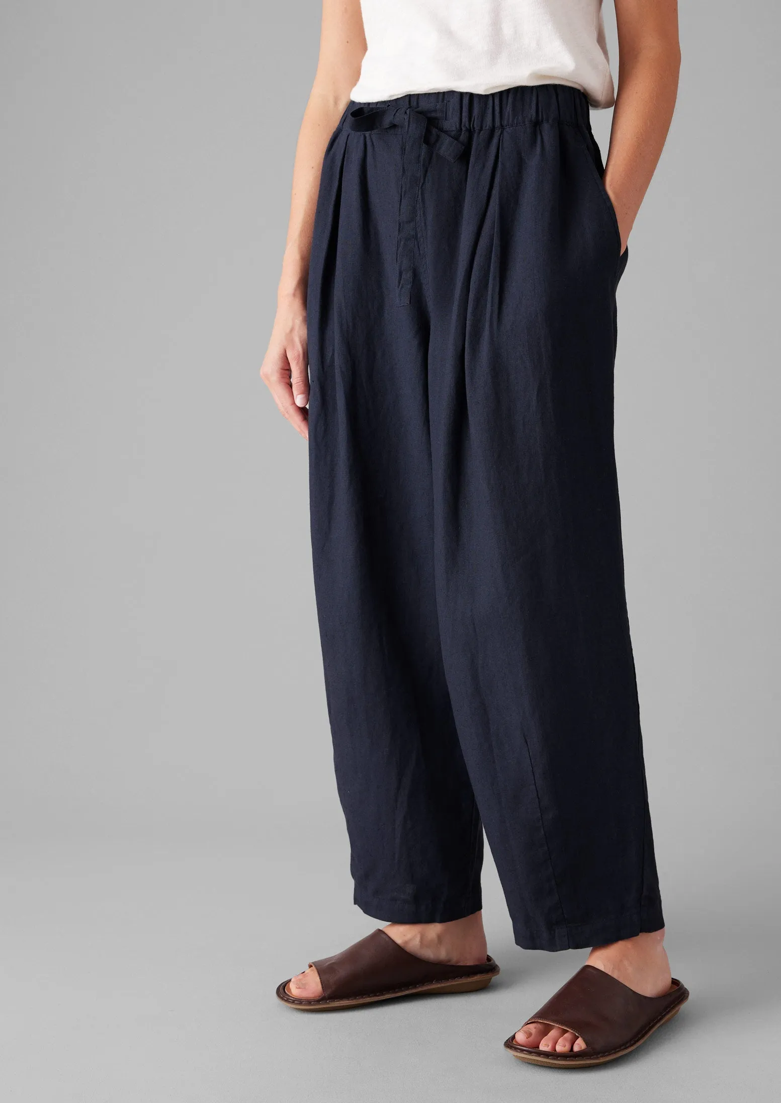 Minako Garment Dyed Linen Trousers | Midnight sold by TOAST product image thumbnail 2