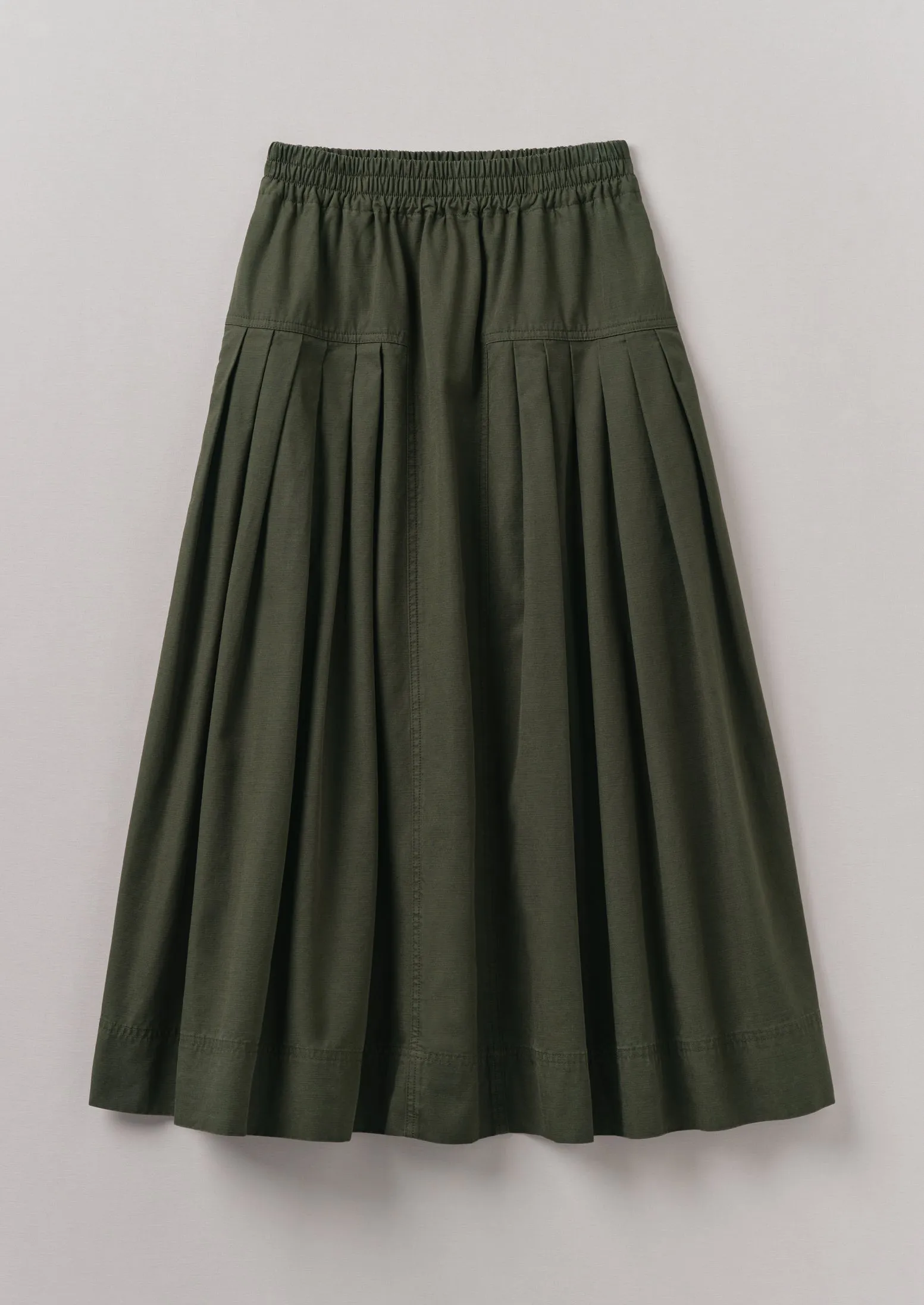 Pleated Organic Cotton Skirt | Duffle Green sold by TOAST