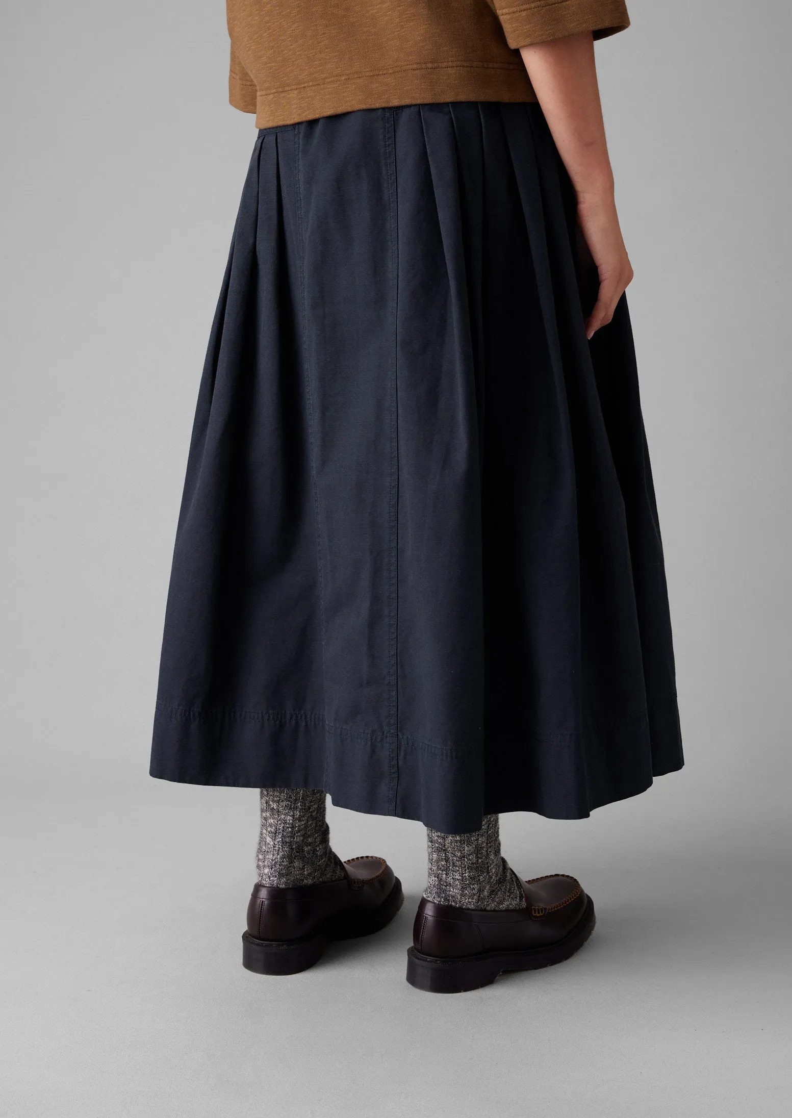 Pleated Organic Cotton Skirt | Navy sold by TOAST product image thumbnail 5