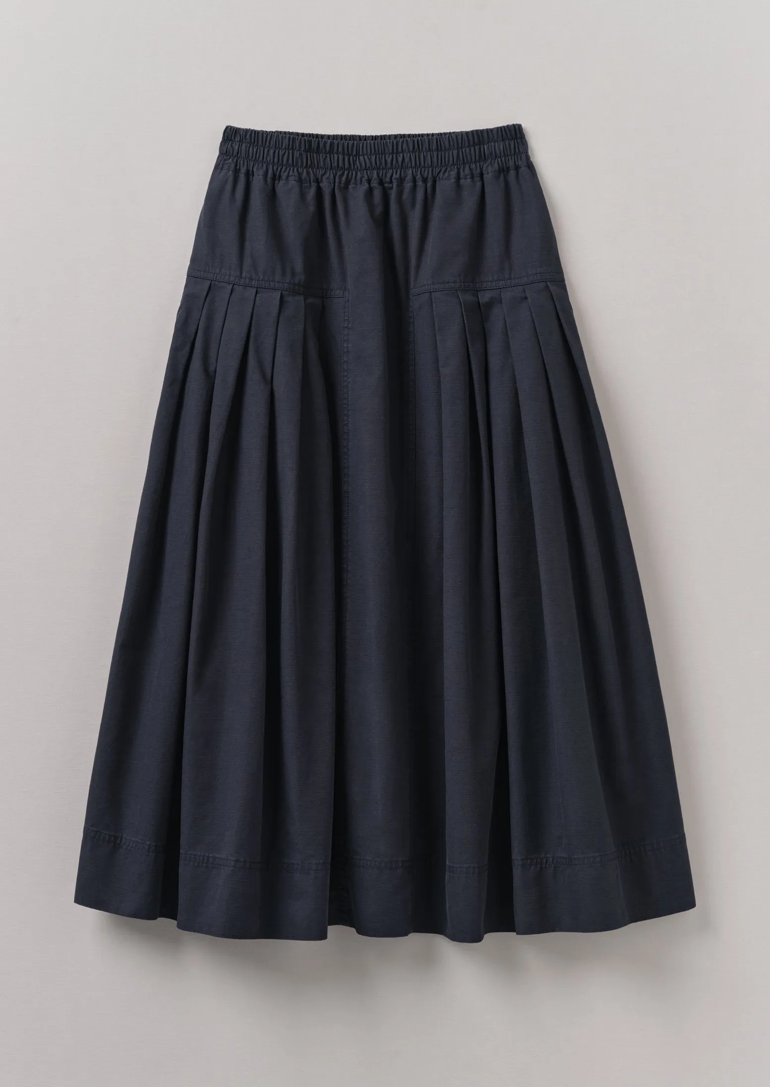 Pleated Organic Cotton Skirt | Navy sold by TOAST