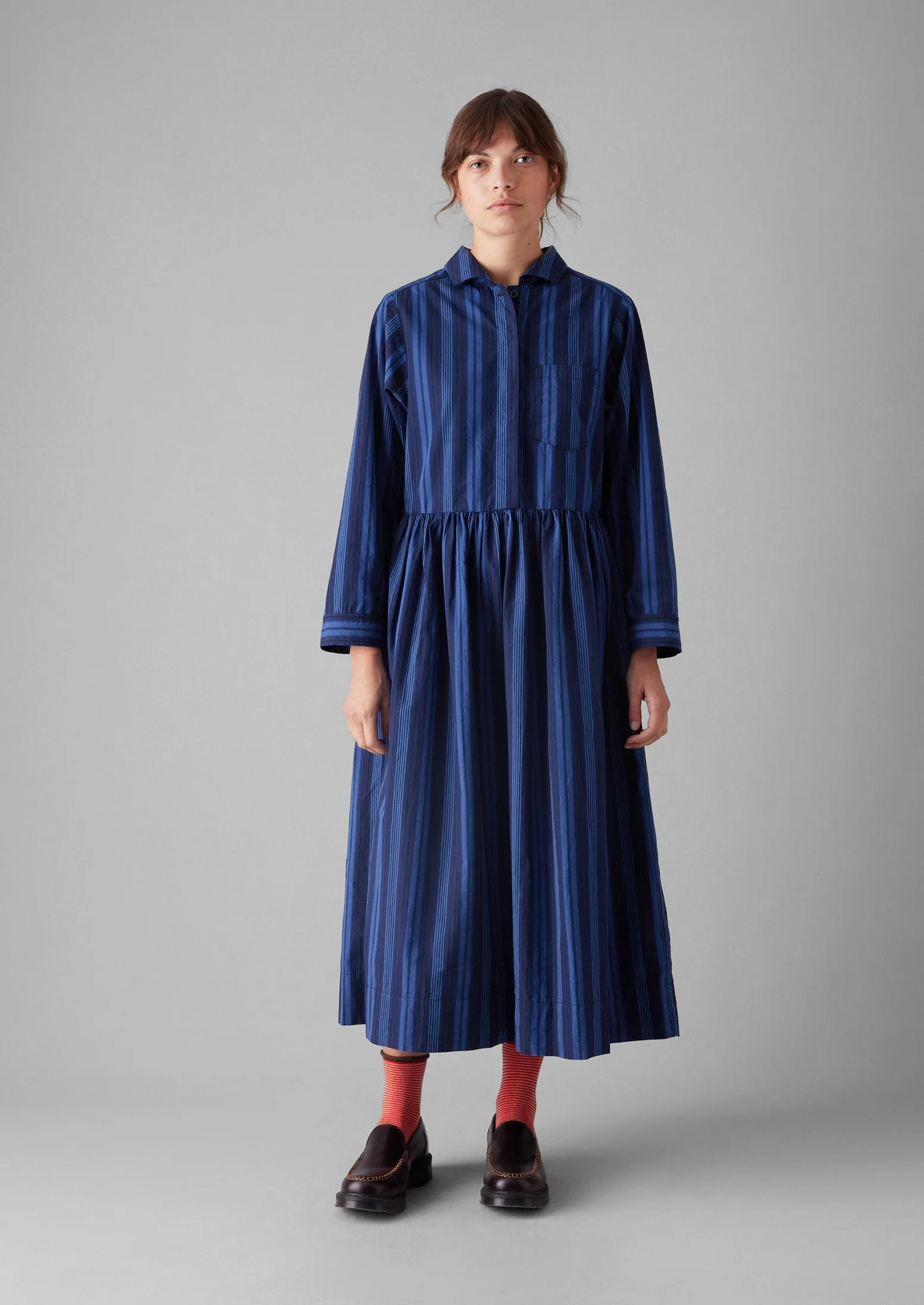 Stripe Poplin Shirt Dress | Royal Blue sold by TOAST product image thumbnail 3