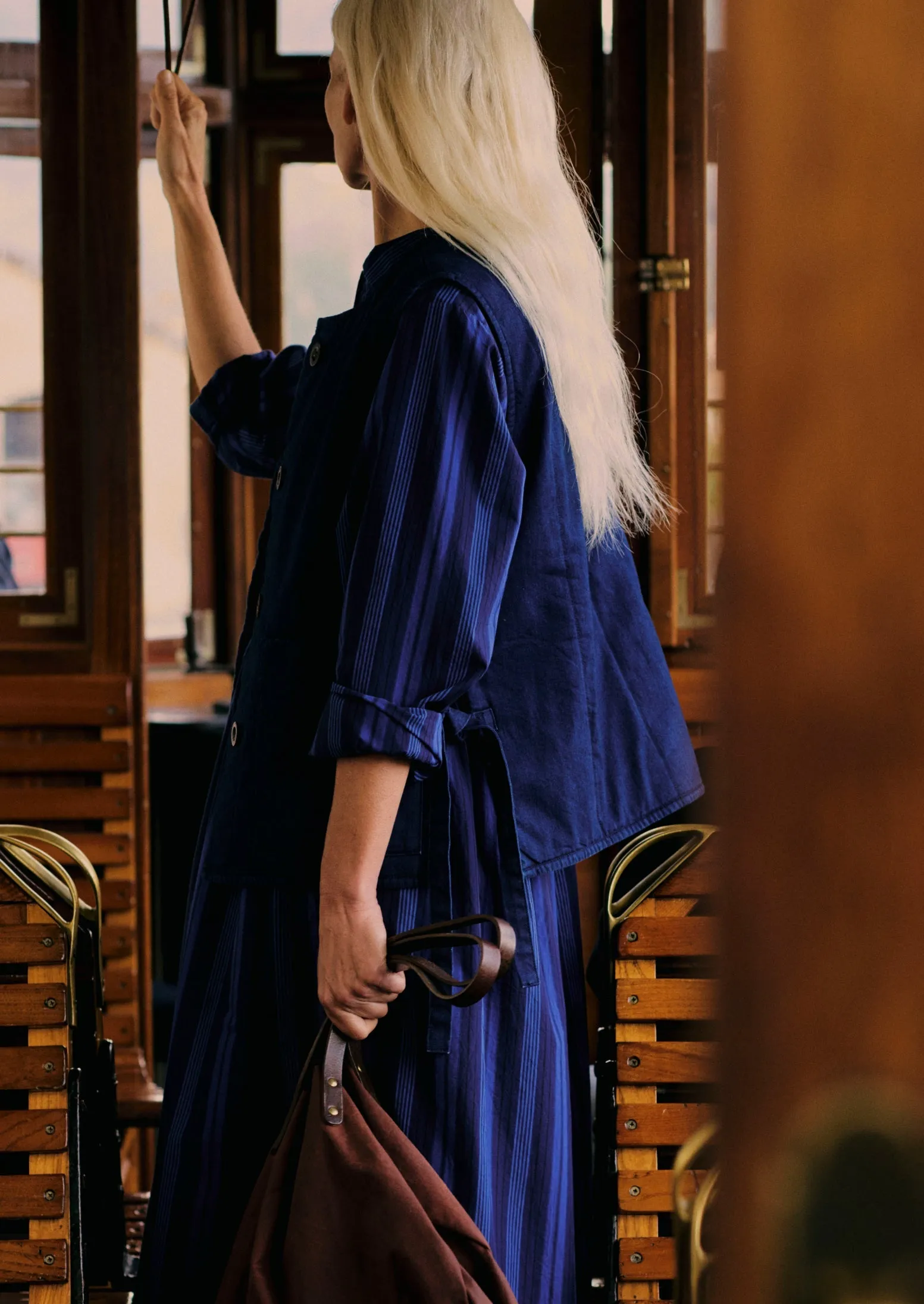 Stripe Poplin Shirt Dress | Royal Blue sold by TOAST product image thumbnail 4