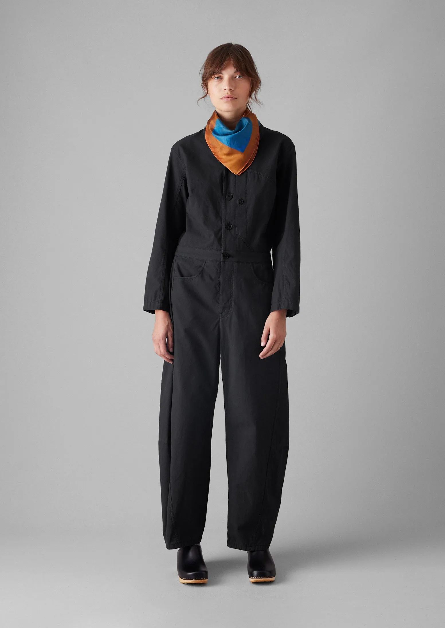 Half Placket Cotton Linen Jumpsuit | Soft Black sold by TOAST product image thumbnail 5