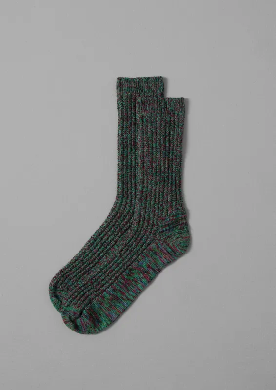 Textured Cotton Socks | Green Mix sold by TOAST