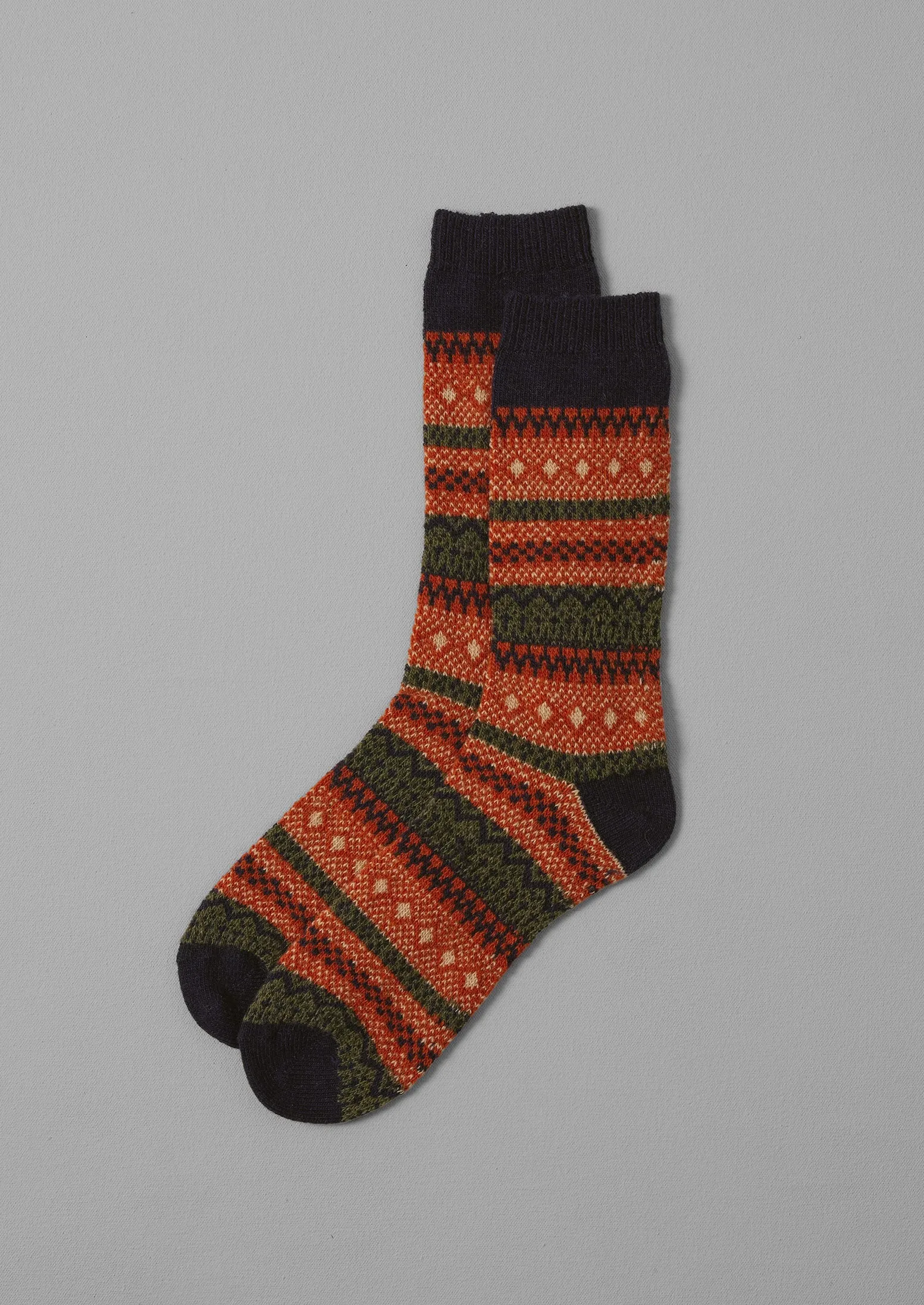 Wool Jacquard Socks | Navy Multi sold by TOAST