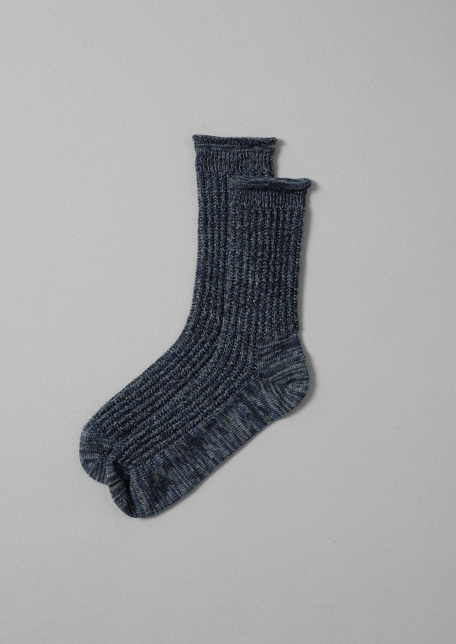 Cotton Marl Rib Socks | Denim Marl sold by TOAST