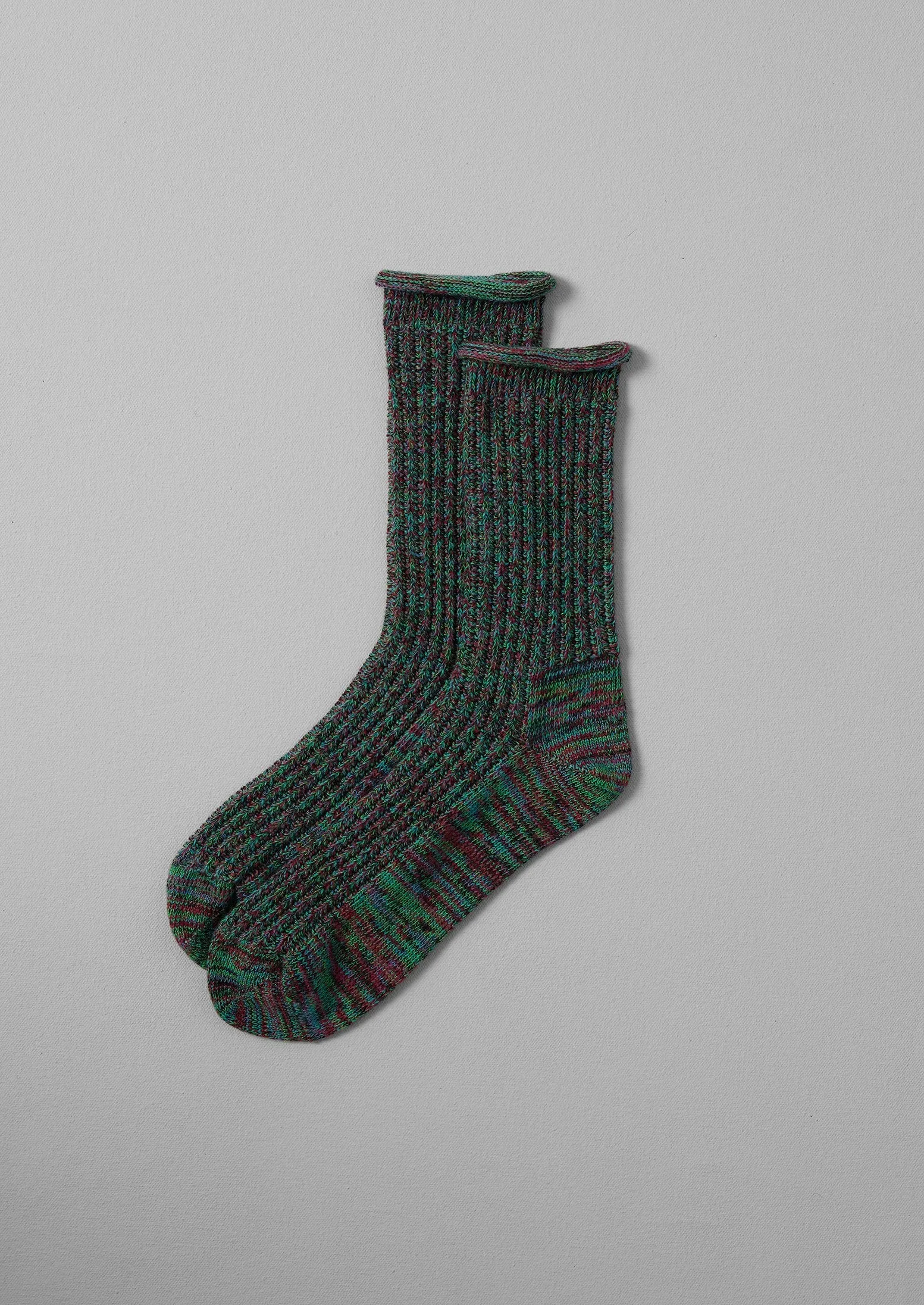 Cotton Marl Rib Socks | Green Mix sold by TOAST