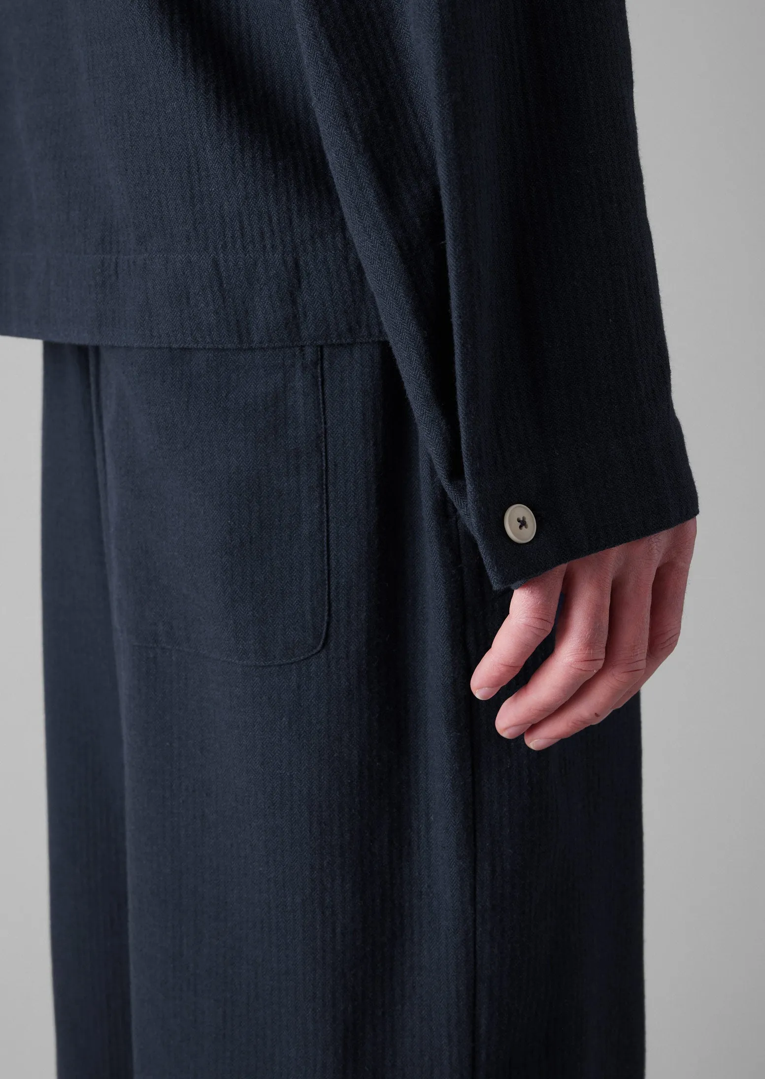 Brushed Cotton Herringbone Drawstring Trousers | Blue Slate sold by TOAST product image thumbnail 5