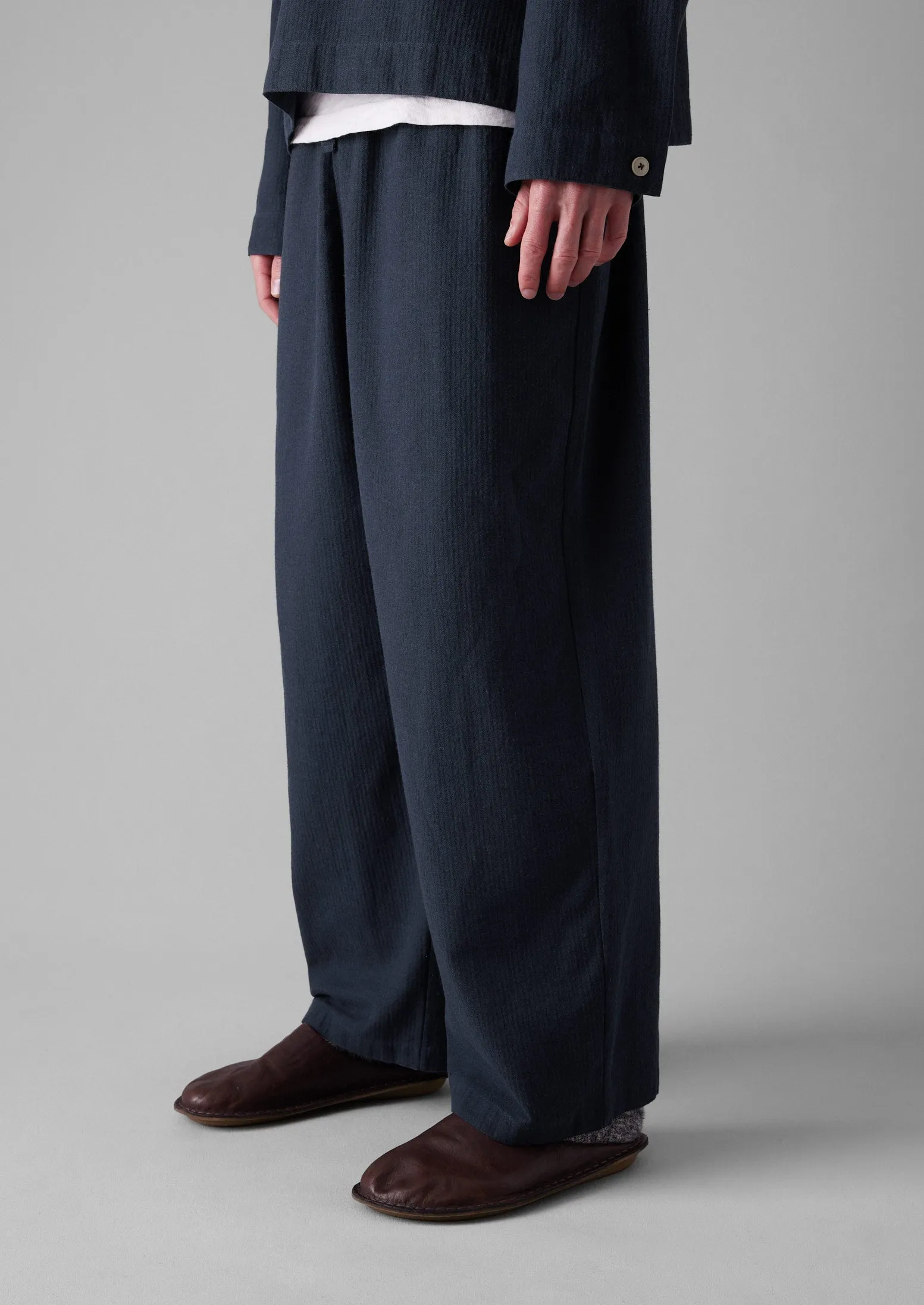 Brushed Cotton Herringbone Drawstring Trousers | Blue Slate sold by TOAST product image thumbnail 3