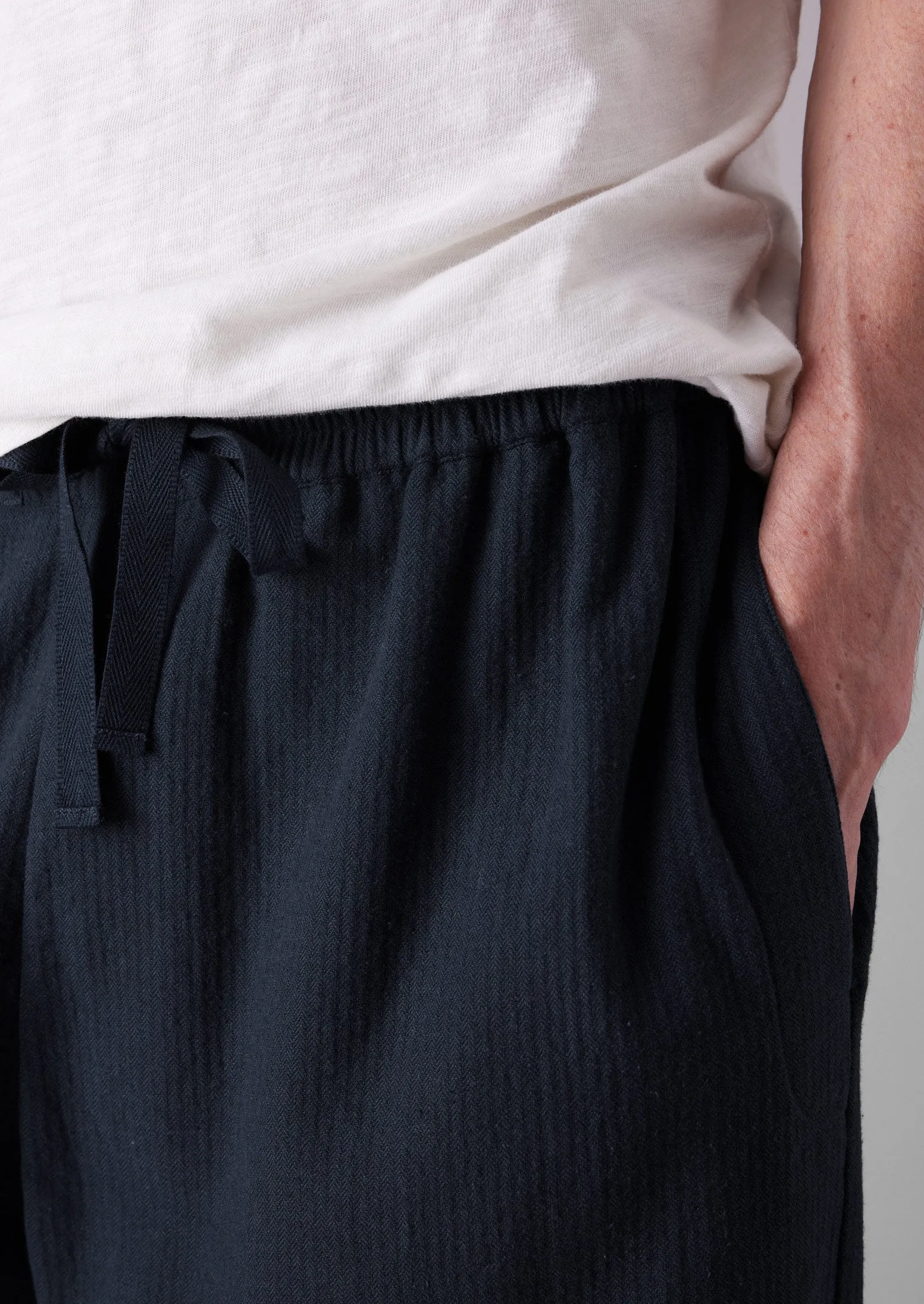 Brushed Cotton Herringbone Drawstring Trousers | Blue Slate sold by TOAST product image thumbnail 4