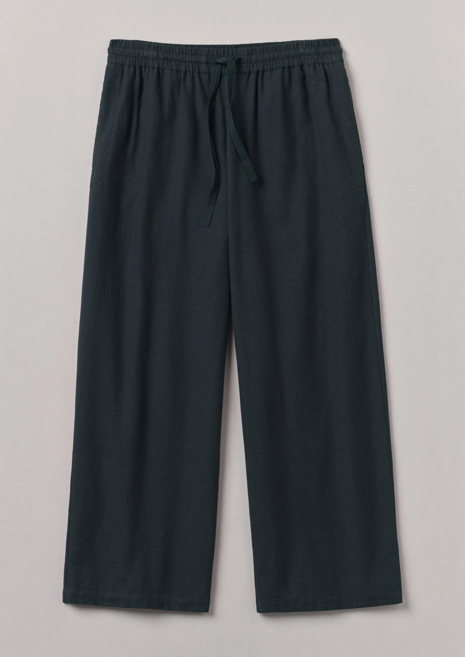 Brushed Cotton Herringbone Drawstring Trousers | Blue Slate sold by TOAST