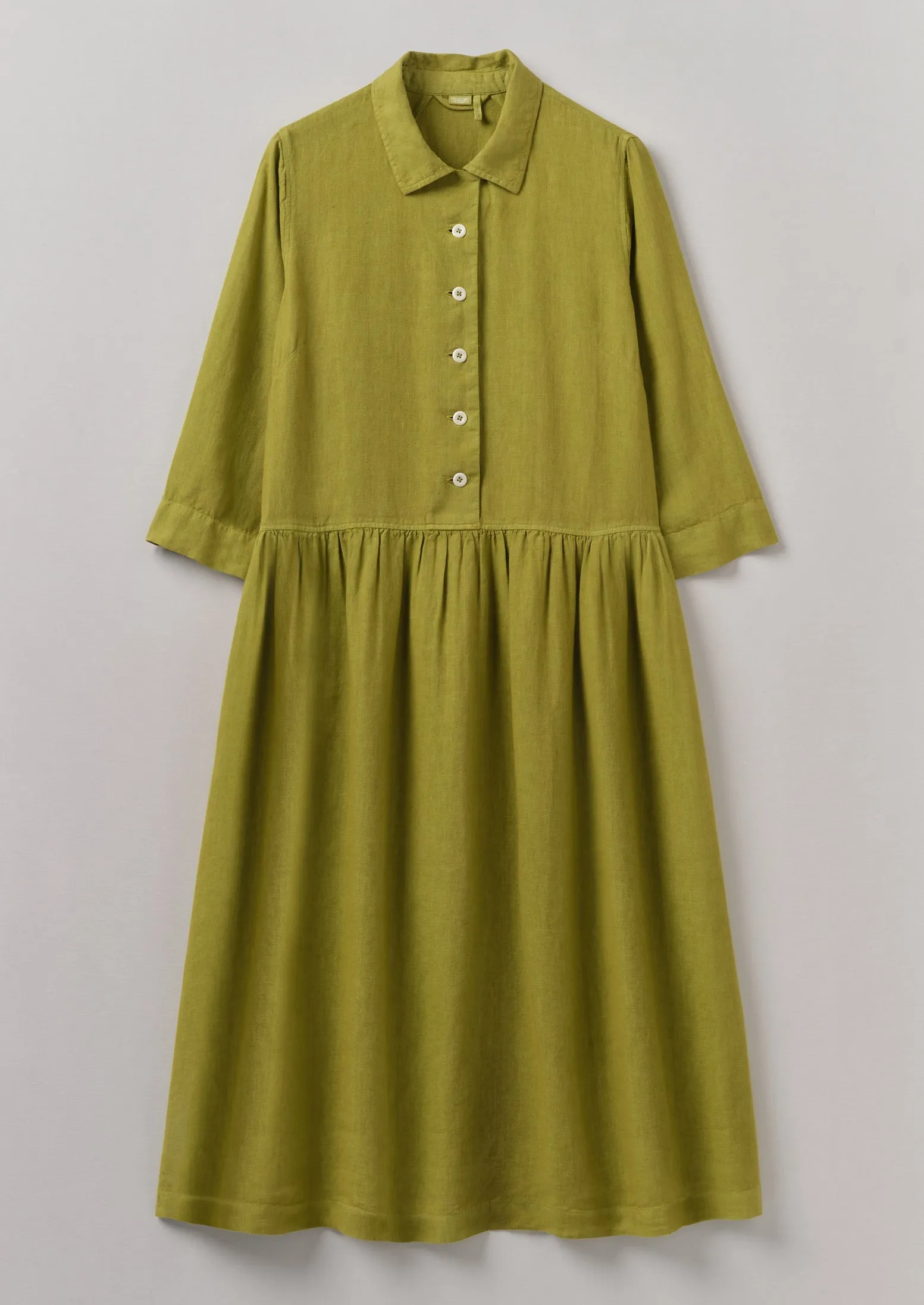 Garment Dyed Lightweight Linen Shirt Dress | Olivine sold by TOAST