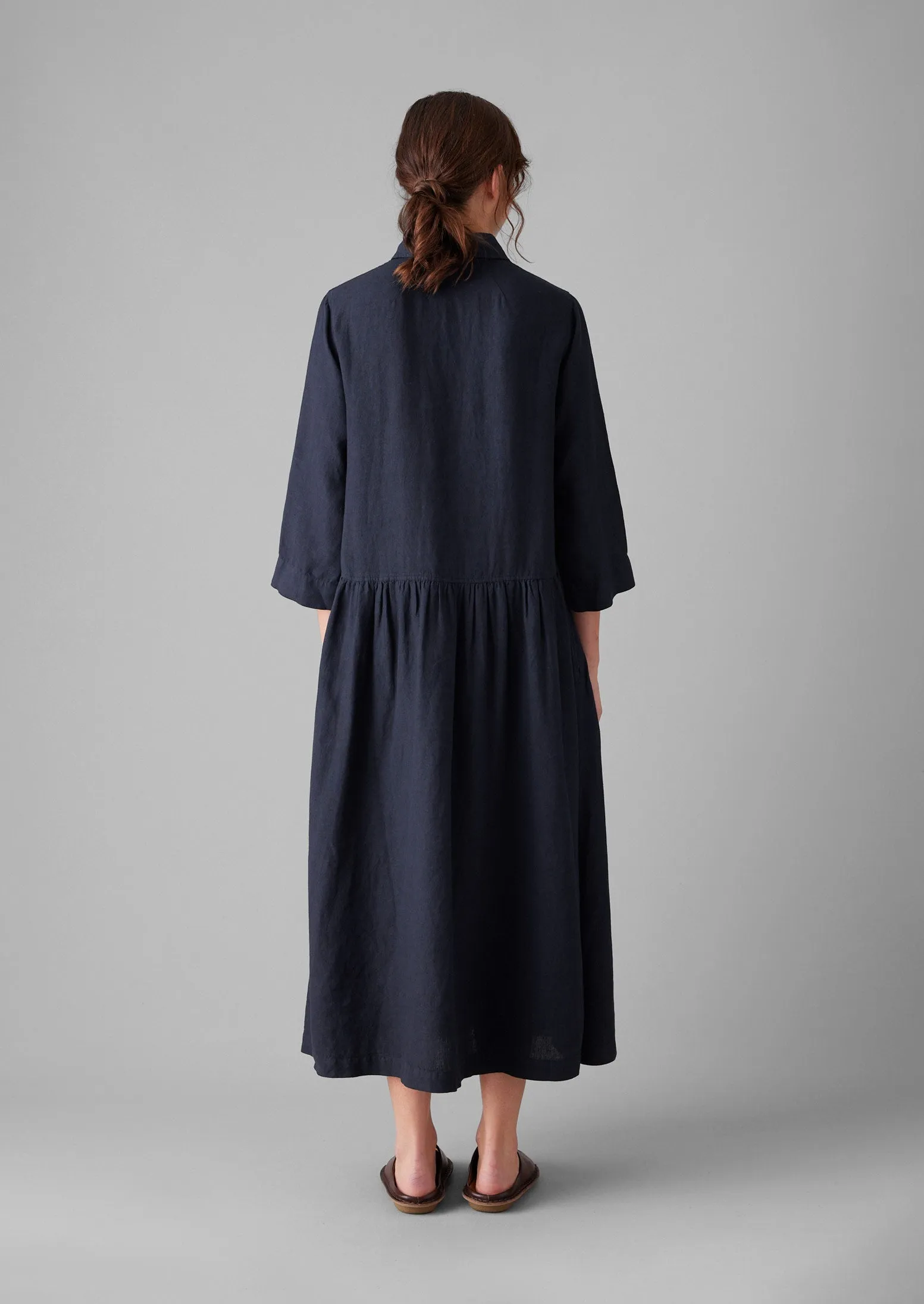 Garment Dyed Lightweight Linen Shirt Dress | Midnight sold by TOAST product image thumbnail 4