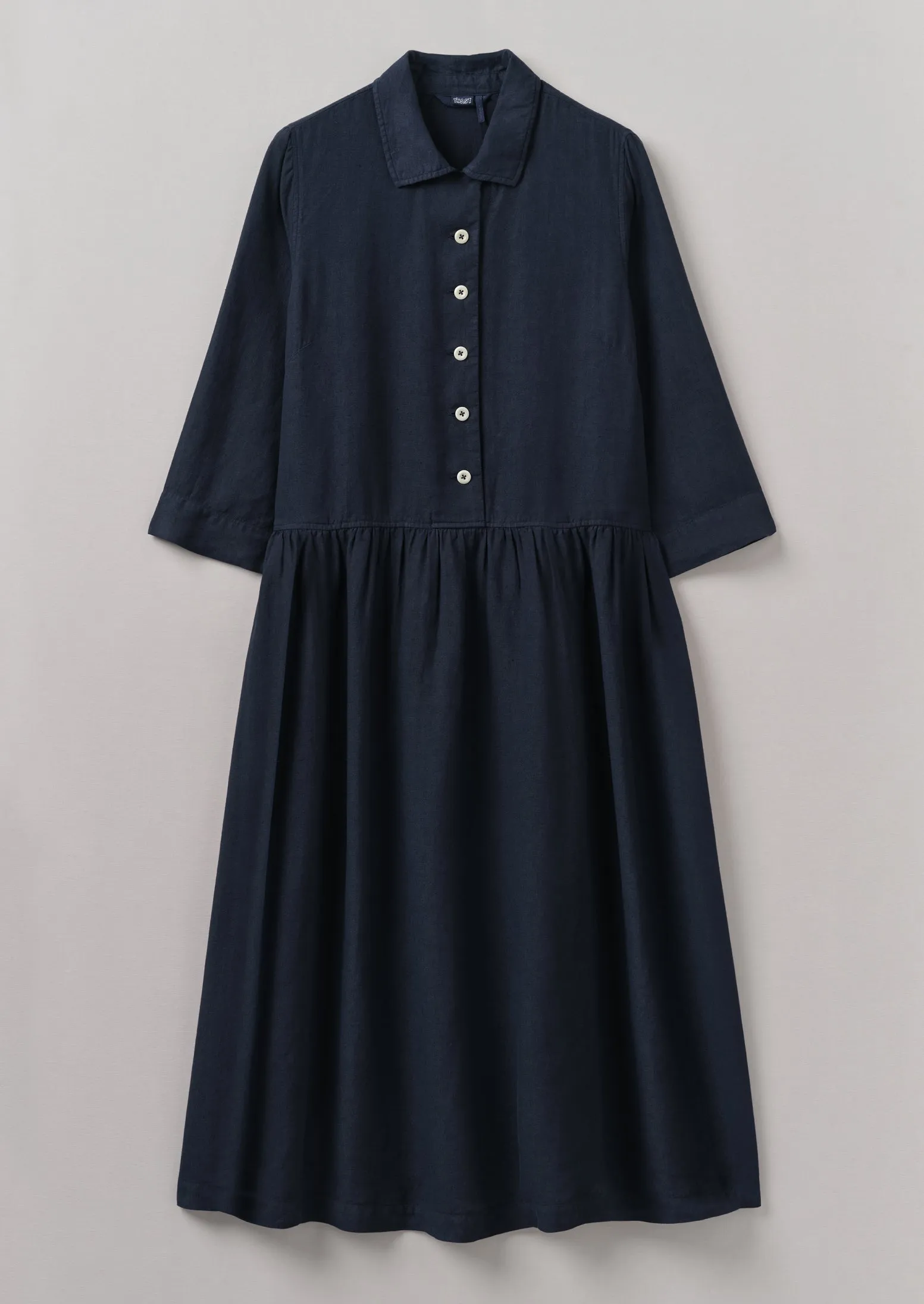 Garment Dyed Lightweight Linen Shirt Dress | Midnight sold by TOAST
