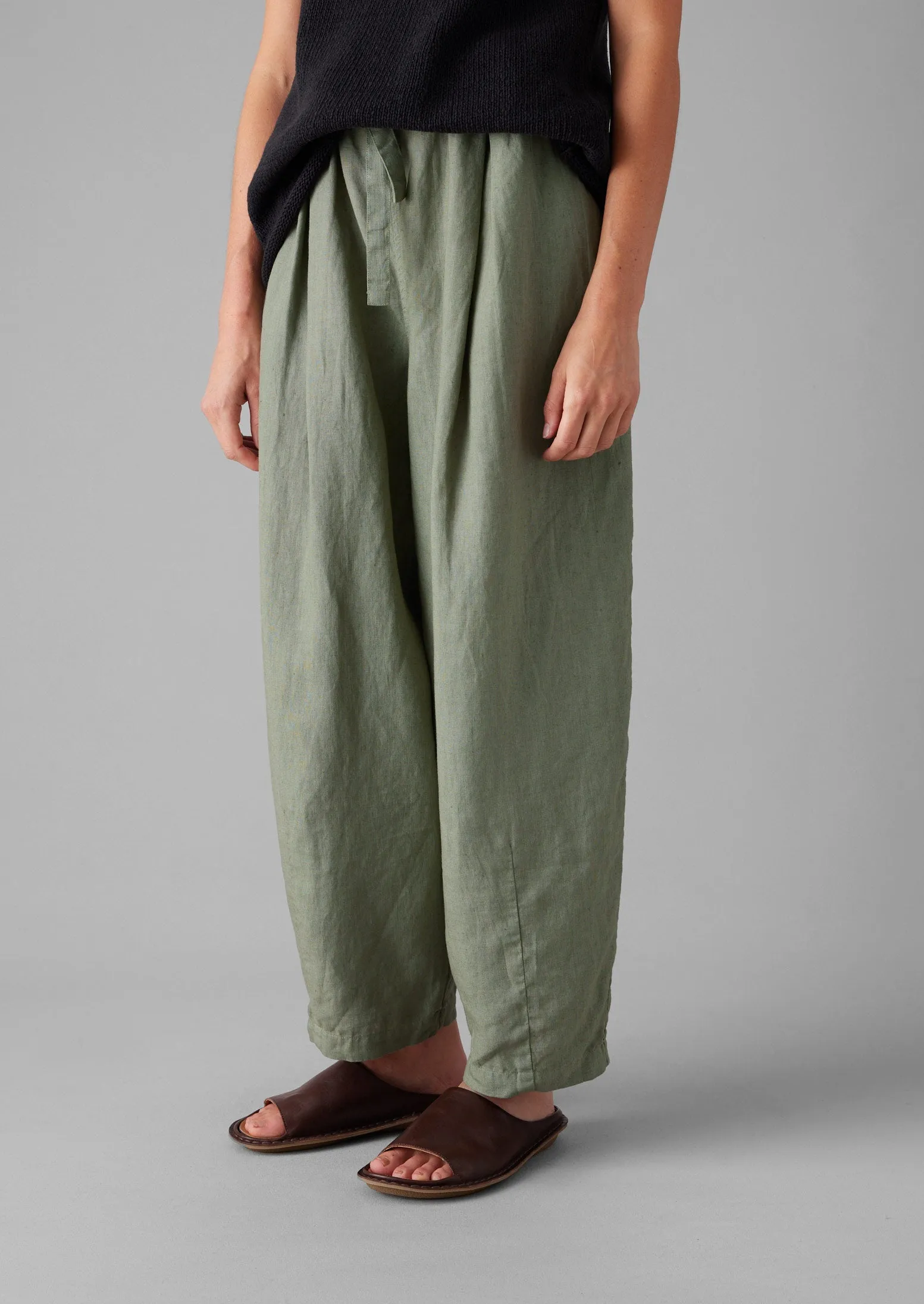 Minako Garment Dyed Linen Trousers | Light Sage sold by TOAST product image thumbnail 3