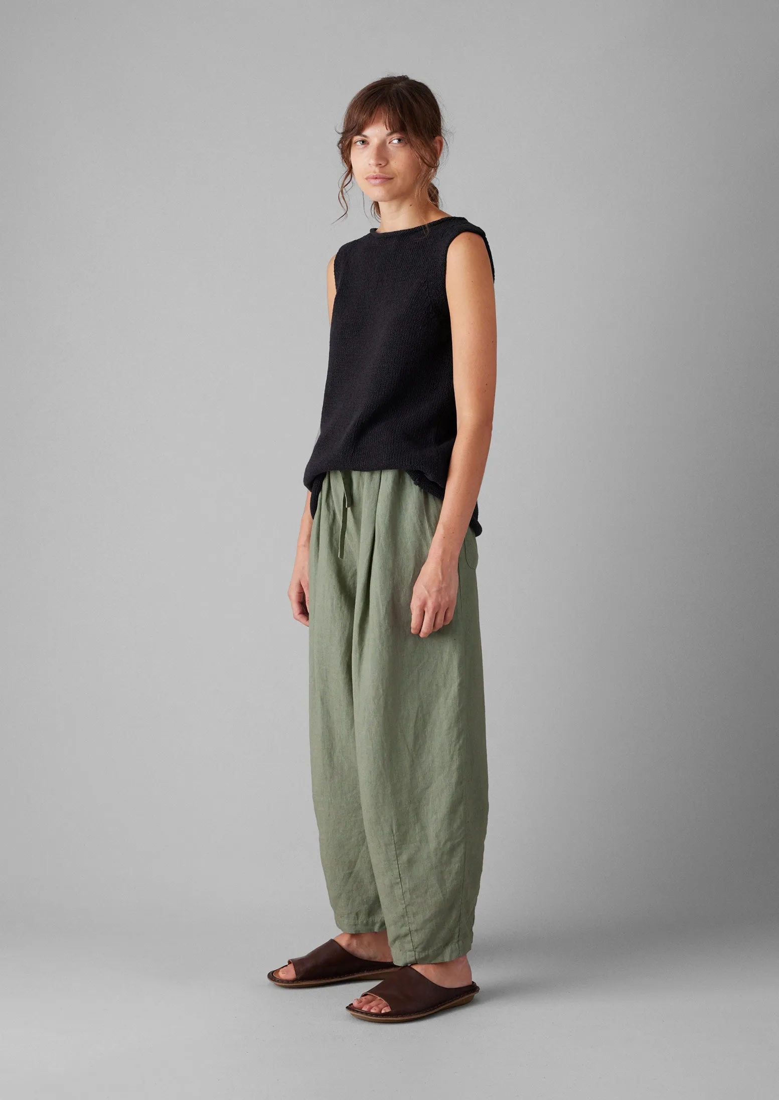 Minako Garment Dyed Linen Trousers | Light Sage sold by TOAST product image thumbnail 2