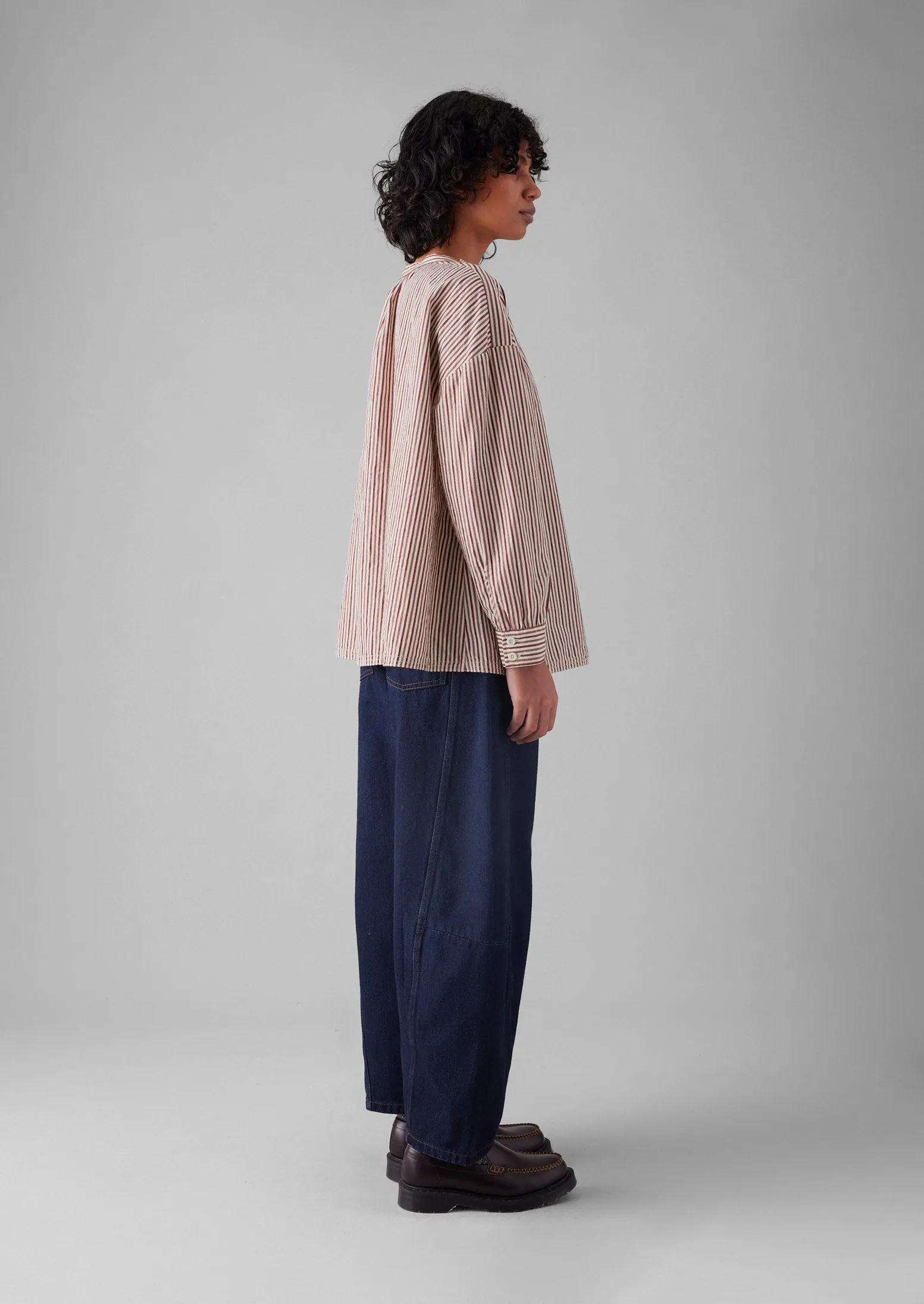 Stripe Cotton Gathered Smock Top | Brick/Ecru sold by TOAST product image thumbnail 4
