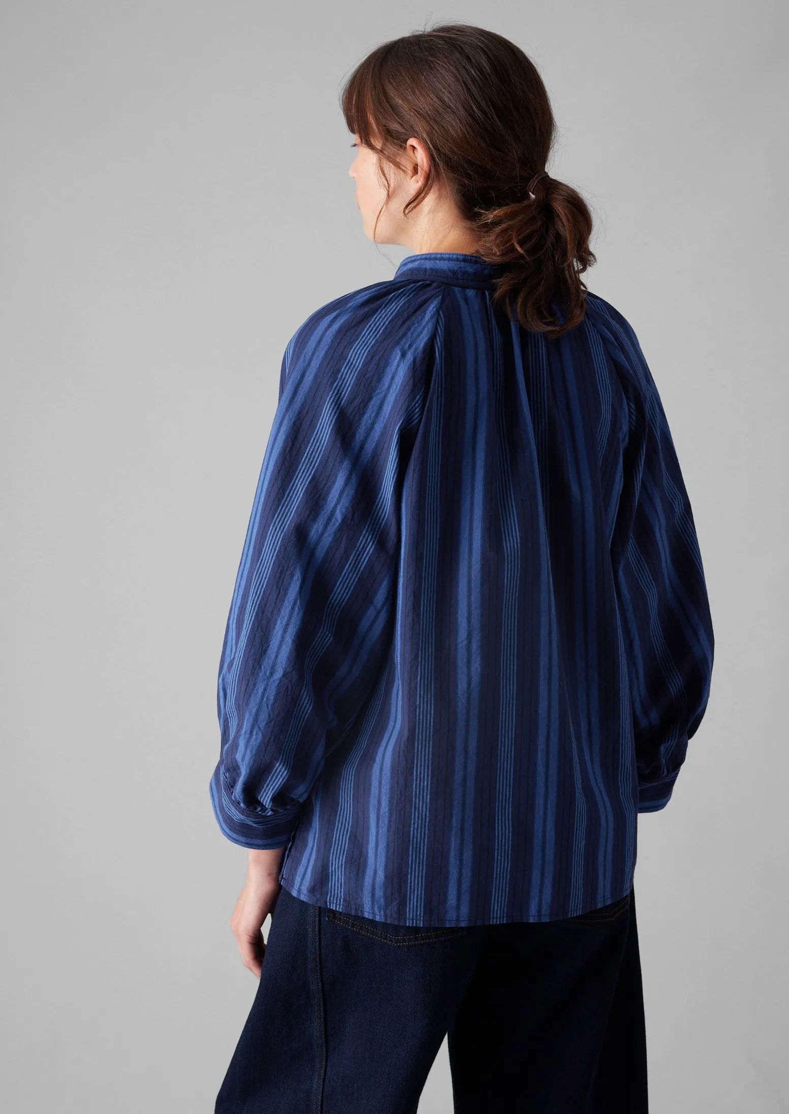 Catrin Cotton Stripe Raglan Shirt | Royal Blue sold by TOAST product image thumbnail 5