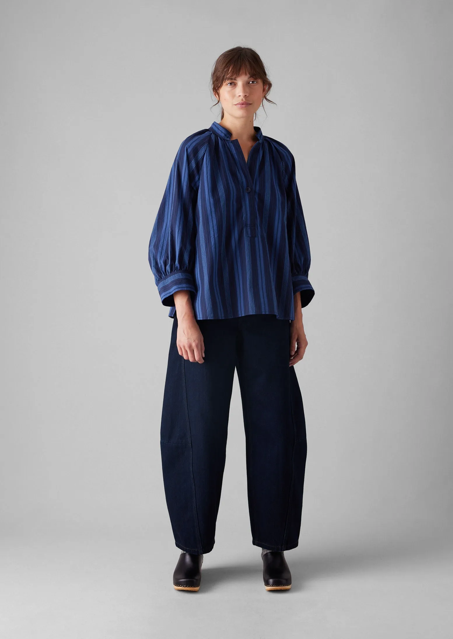 Catrin Cotton Stripe Raglan Shirt | Royal Blue sold by TOAST product image thumbnail 2